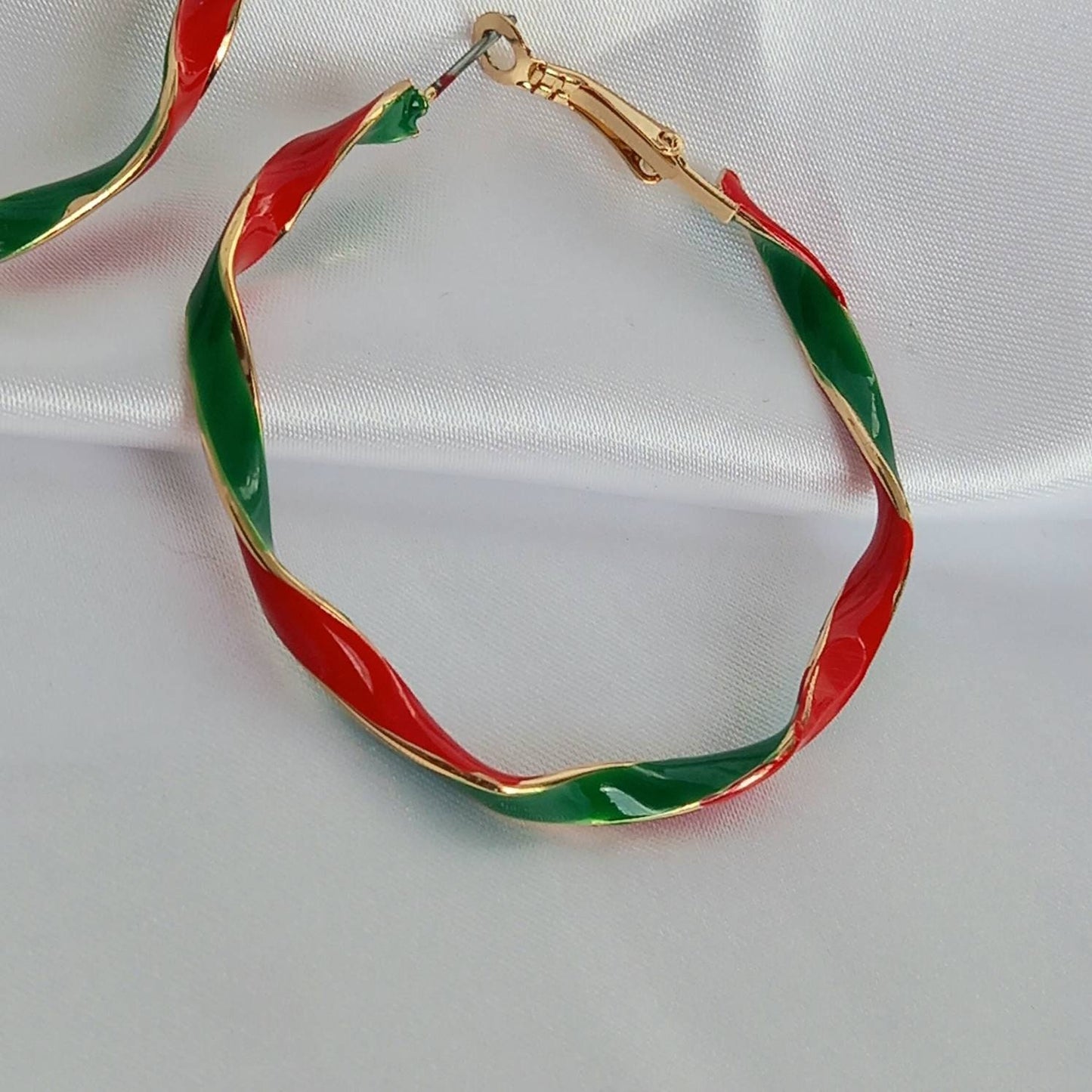 Christmas Twist Hoop Earrings - Red Earrings,Green Earrings,Christmas Earrings In The UK,Christmas Jewellery In The UK, Red and Green
