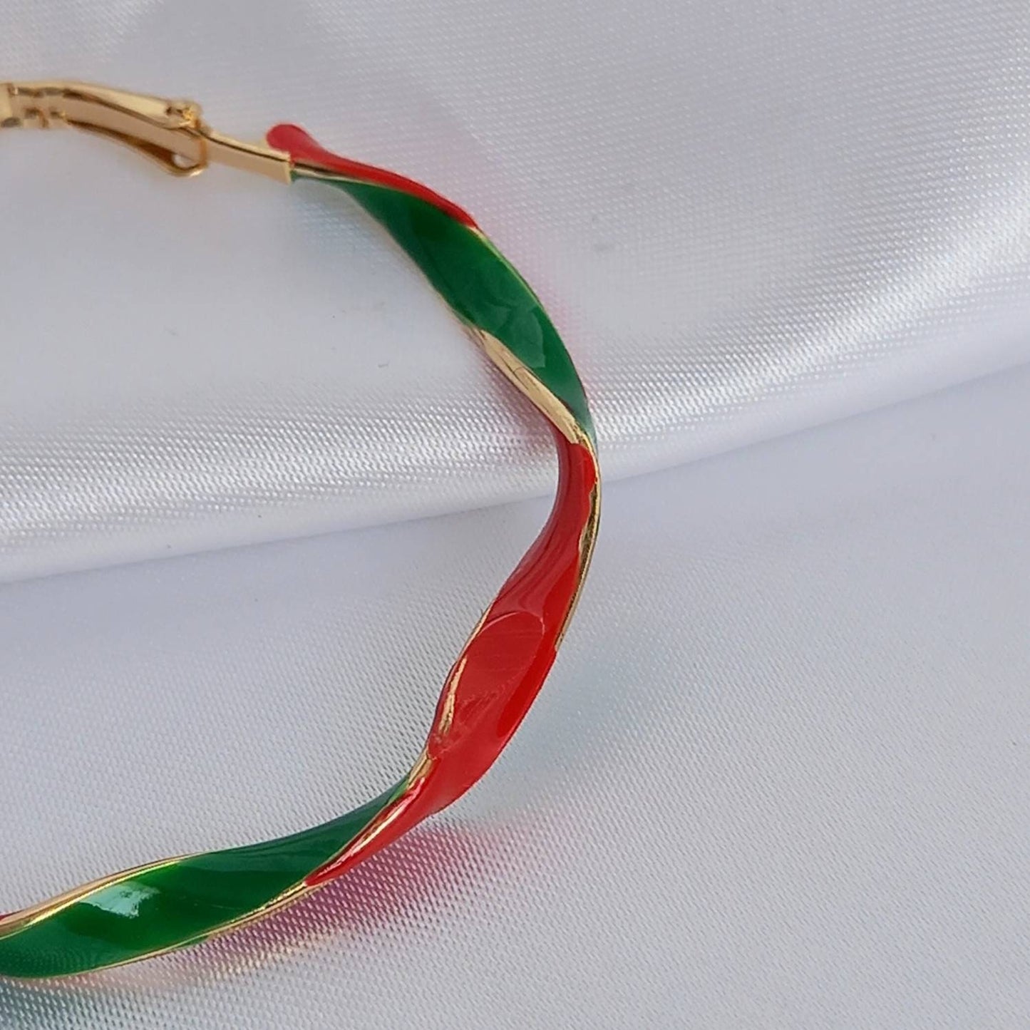 Christmas Twist Hoop Earrings - Red Earrings,Green Earrings,Christmas Earrings In The UK,Christmas Jewellery In The UK, Red and Green