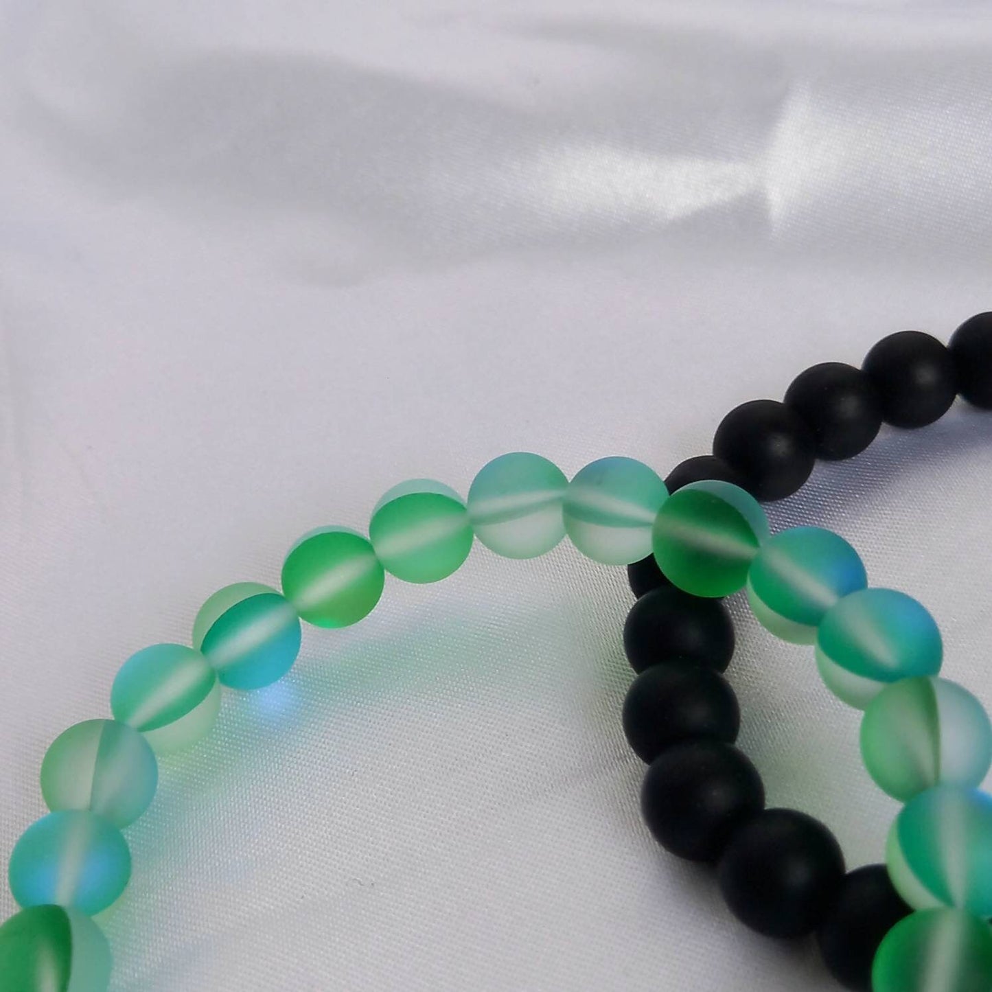 2 Matching Friendship Bead Bracelets - Beaded Jewellery,Friendship Jewellery,Beaded Bracelets,Friendship Bracelets,Black & Green Jewellery