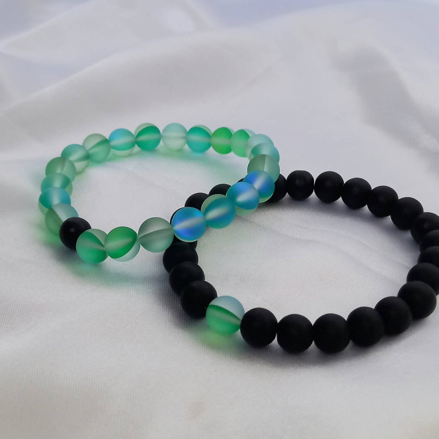 2 Matching Friendship Bead Bracelets - Beaded Jewellery,Friendship Jewellery,Beaded Bracelets,Friendship Bracelets,Black & Green Jewellery