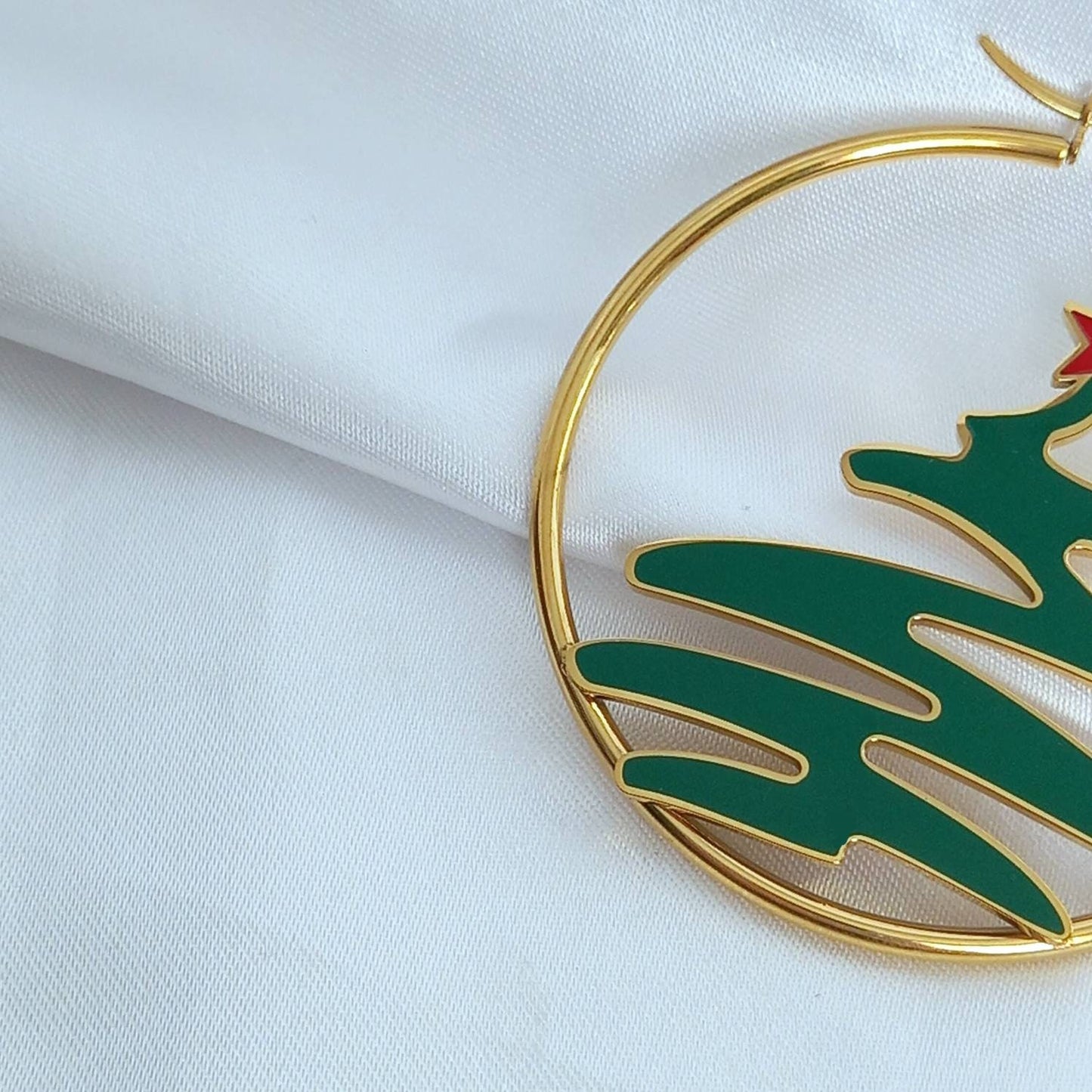 Gold Christmas Tree Hoop Earrings - Christmas Earrings,Large Gold Hoops,Christmas Tree Earrings,Gold Jewellery,Gold Earrings In The UK