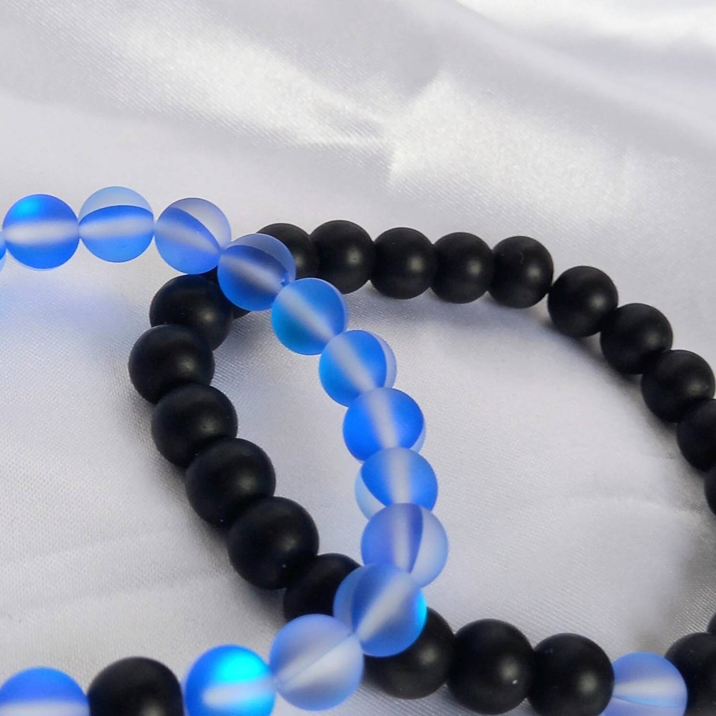 2 Matching Friendship Bead Bracelets - Beaded Jewellery In The UK,Friendship Jewellery,Bead Bracelets,Beaded Bracelet,Black & Blue Jewellery