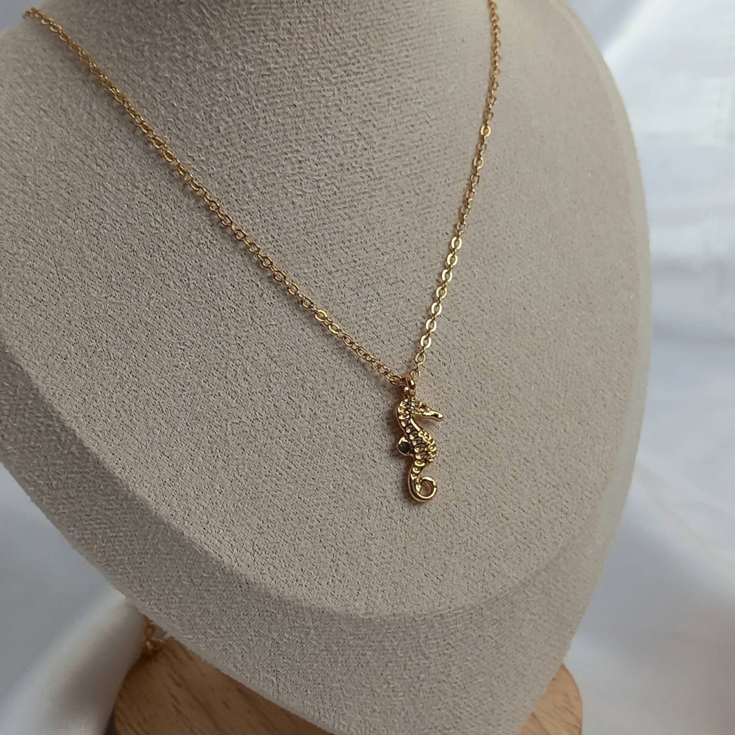 Gold Seahorse Charm Necklace