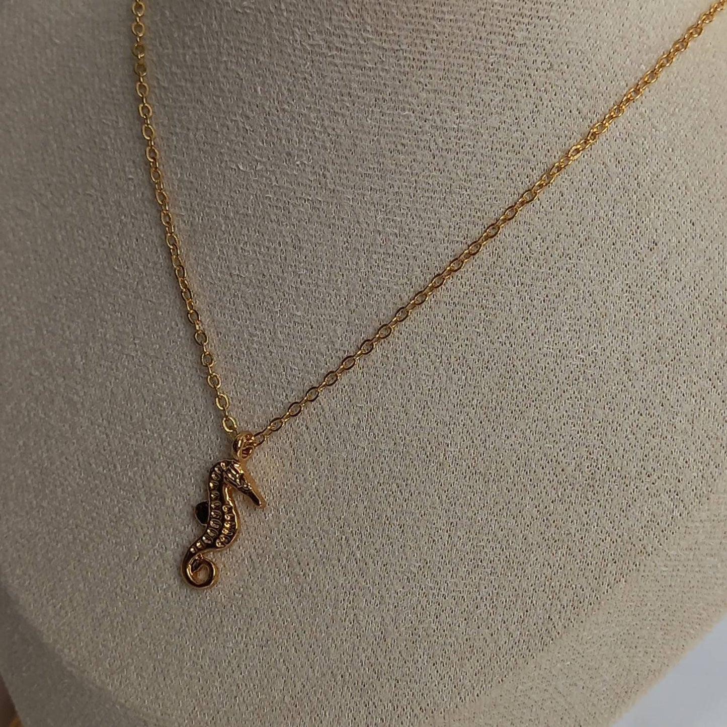 Gold Seahorse Charm Necklace