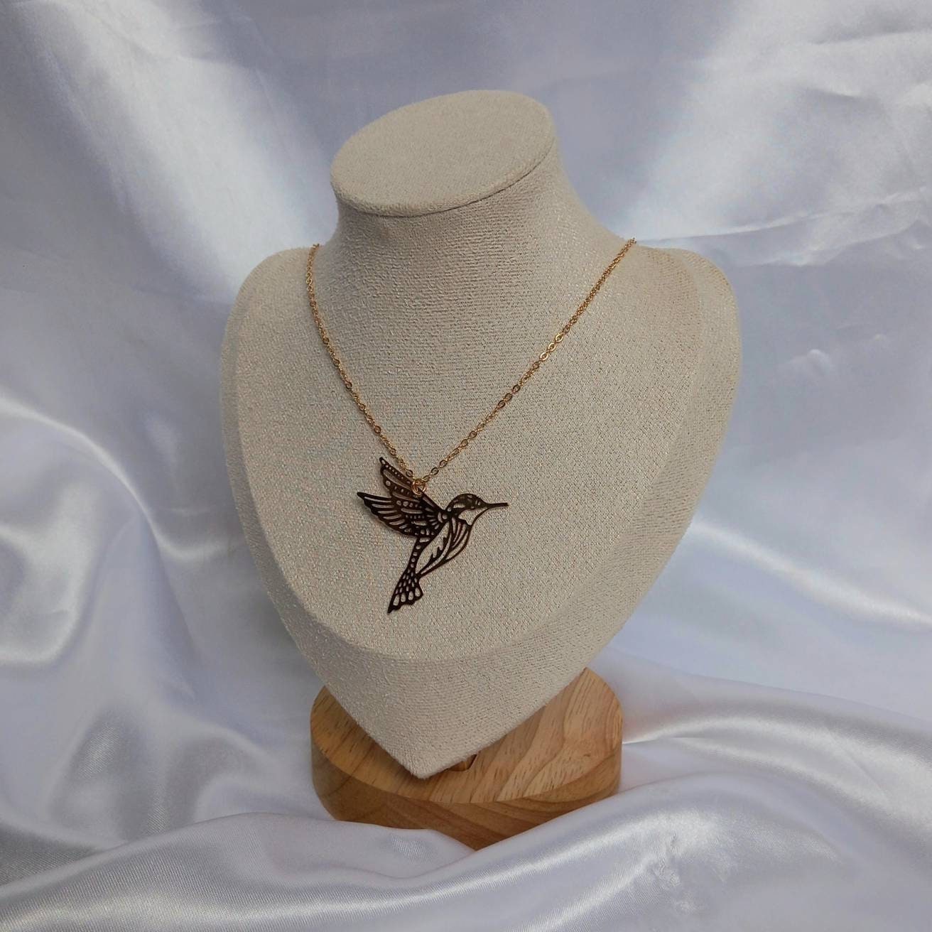 Gold Bird Necklace - Large Gold Necklaces In The UK,Fine Gold Jewellery In The UK,Bird Jewellery,Delicate Necklace,Lighweight Jewellery