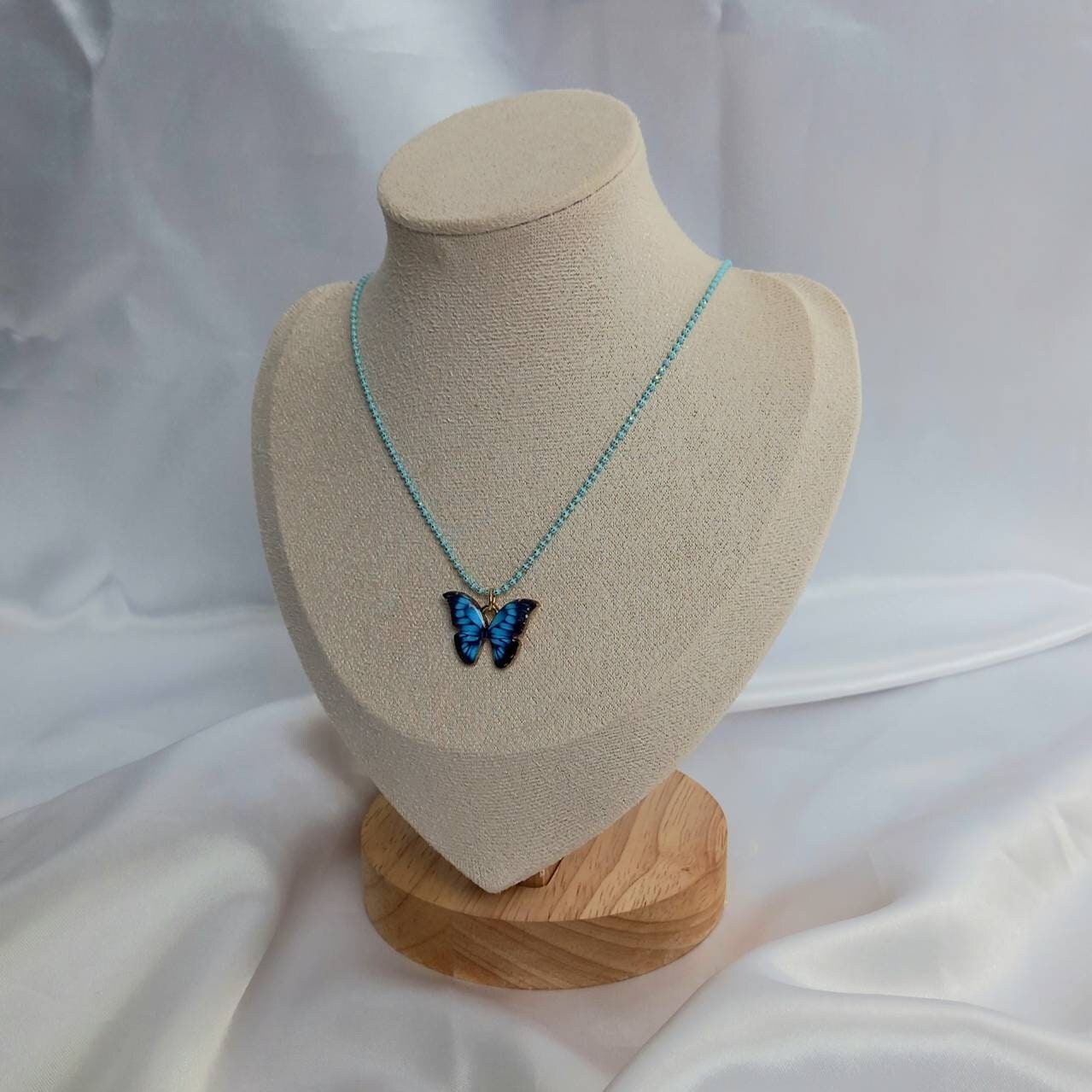 Blue Butterfly Charm Necklace - Chain Necklaces,Blue Butterfly Necklace,Blue Necklaces In The UK,Blue Jewellery In The UK,Blue Butterflies