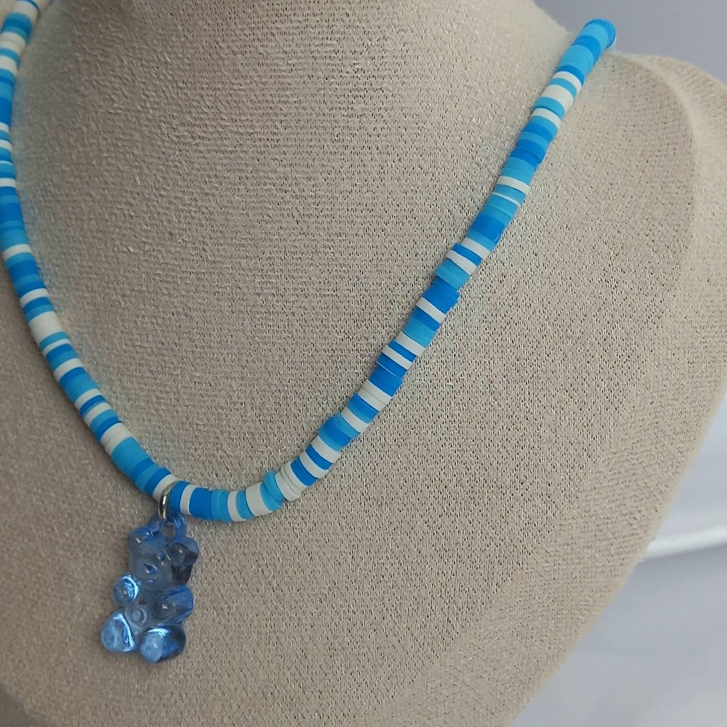 Blue Gummy Bear Bead Necklace -Blue Necklaces In The UK,Gummy Bear Necklaces,Blue Beaded Necklaces In The UK,Blue Beaded Jewellery In The UK