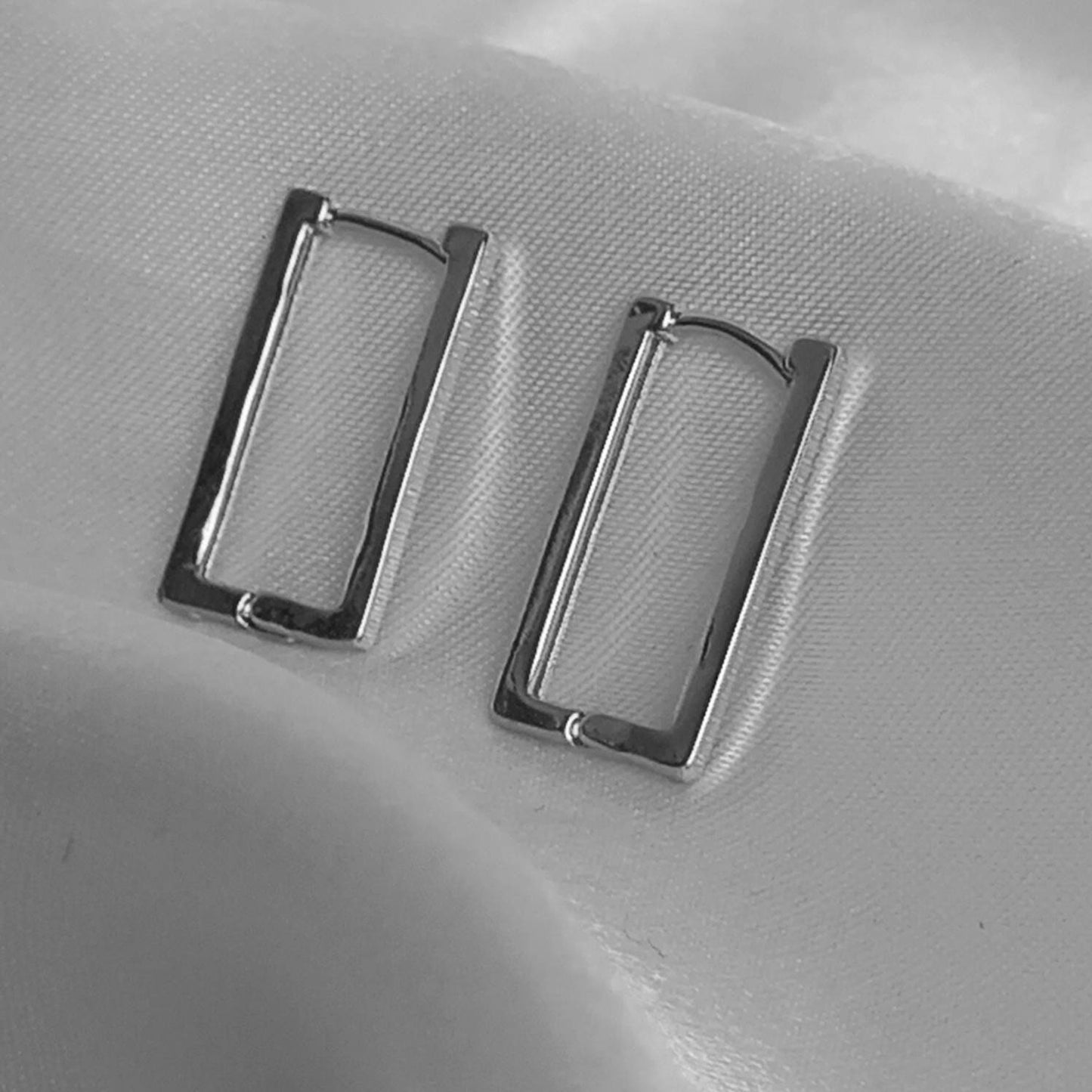 Silver Hoop Earrings - Rectangle Earrings,Silver Earrings In The UK,Silver Jewellery In The UK,Silver Hoops,Silver Minimalist Earrings