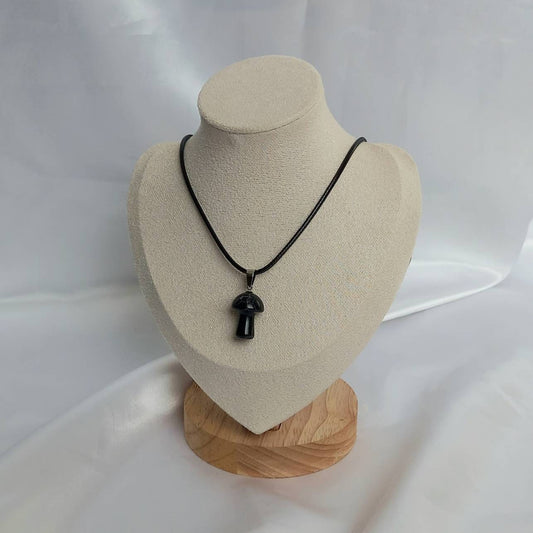 Black Mushroom Charm Necklace - Black Mushroom Necklaces,Mushroom Jewellery,Mushrooms,Black Necklaces In The UK,Black Jewellery In The UK