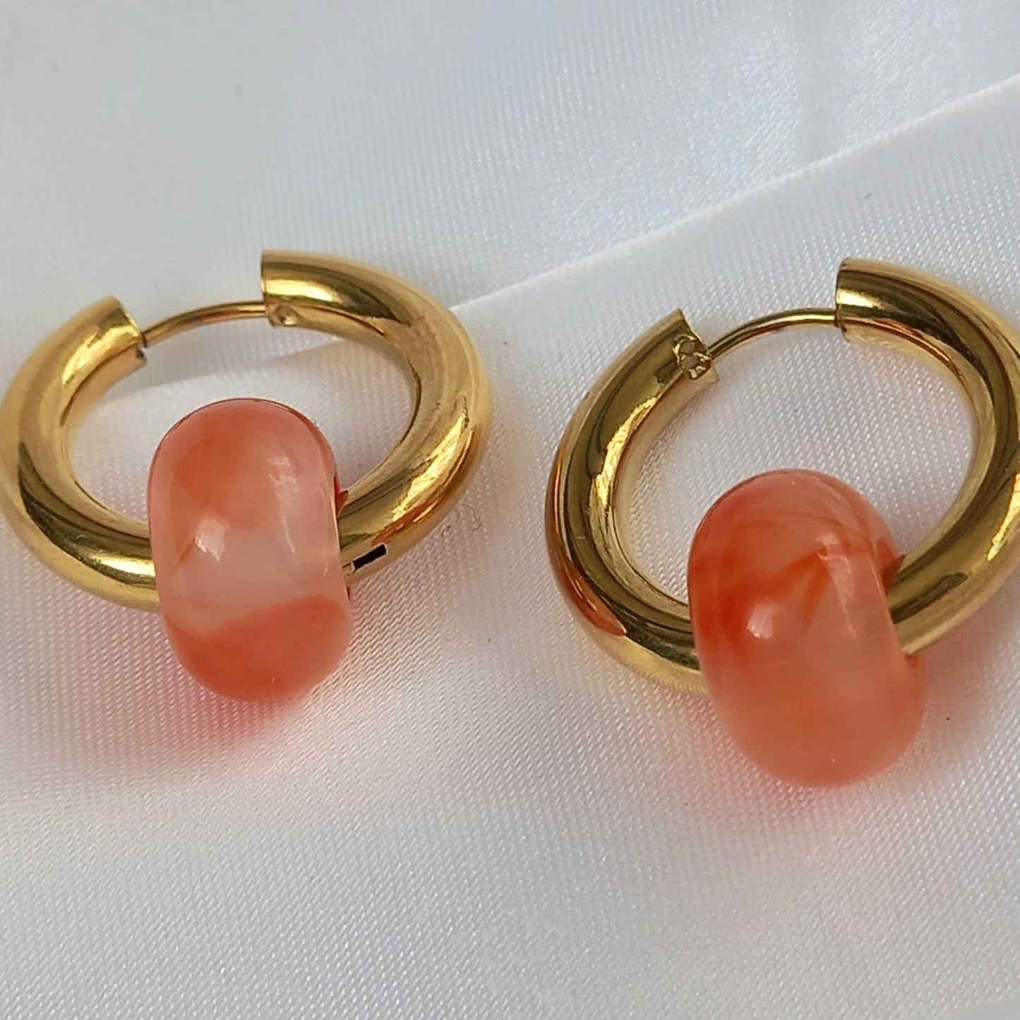 Chunky Red & Gold Hoop Earrings - Red Chunky Hoop Earrings,Red Earrings In The UK,Red Jewellery In The UK,Gold Hoop Earrings,Gold Hoops