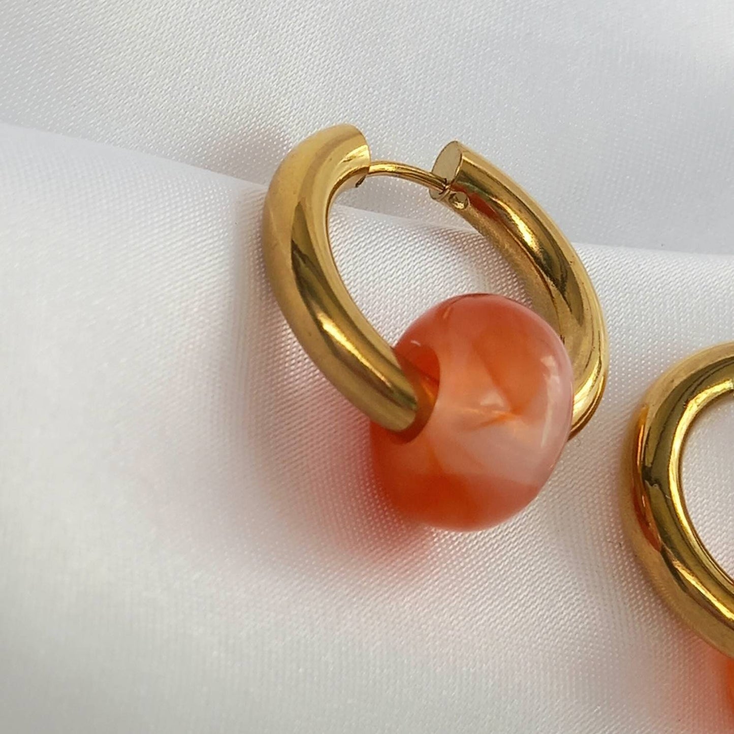 Chunky Red & Gold Hoop Earrings - Red Chunky Hoop Earrings,Red Earrings In The UK,Red Jewellery In The UK,Gold Hoop Earrings,Gold Hoops