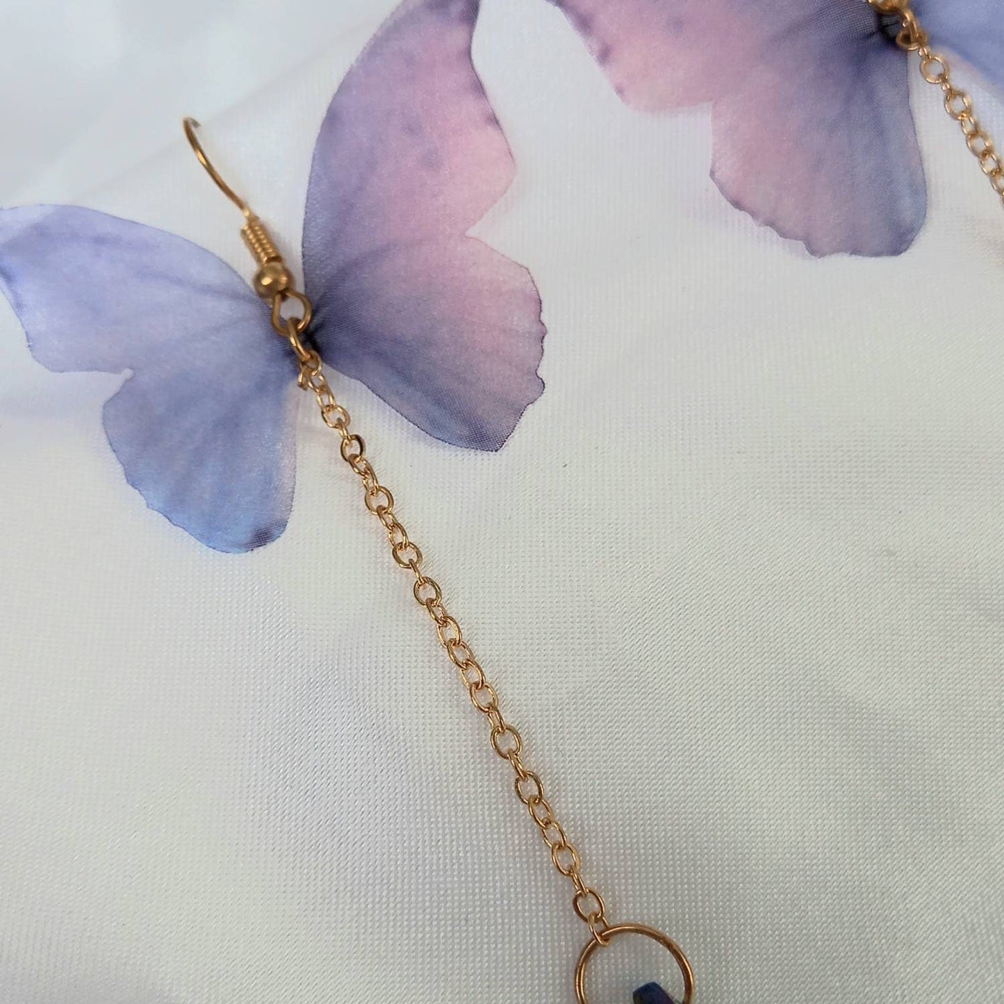 Gold Butterfly Drop Earrings -Lightweight Drop Earrings,Purple Butterfly Earrings,Gold Earrings In The UK,Gold Butterfly Jewellery In The UK