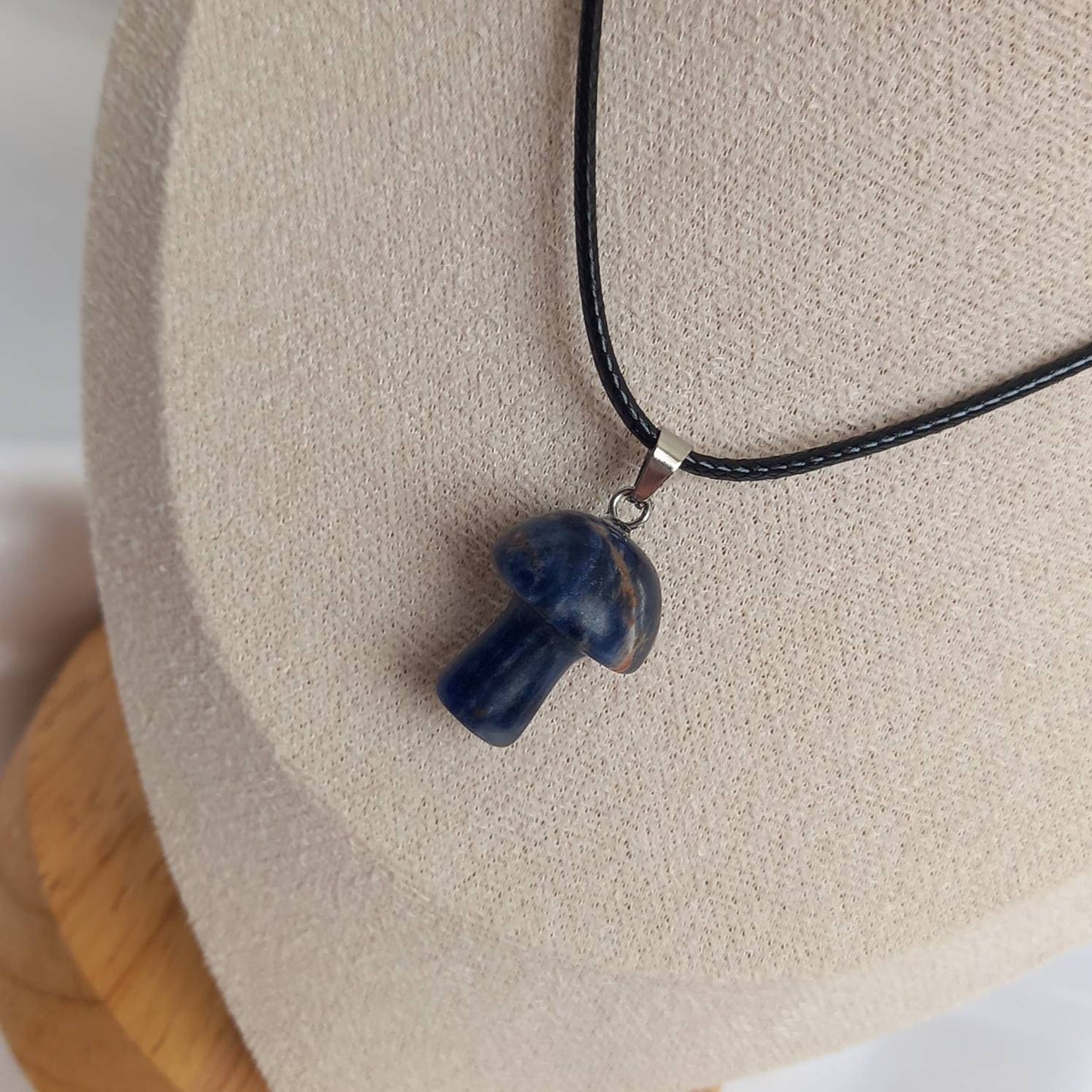 Blue Mushroom Charm Necklace - Blue Mushroom Necklaces,Mushroom Jewellery,Mushrooms,Black Necklaces In The UK,Black Jewellery In The UK