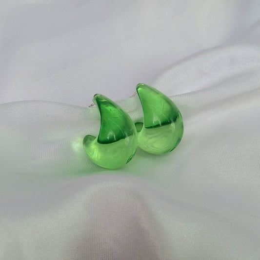 Chunky Green Hoop Earrings -  Chunky Hoop Earrings, Thick Resin Earrings, Green Earrings In The UK, Green Jewellery In The UK,Lime Green