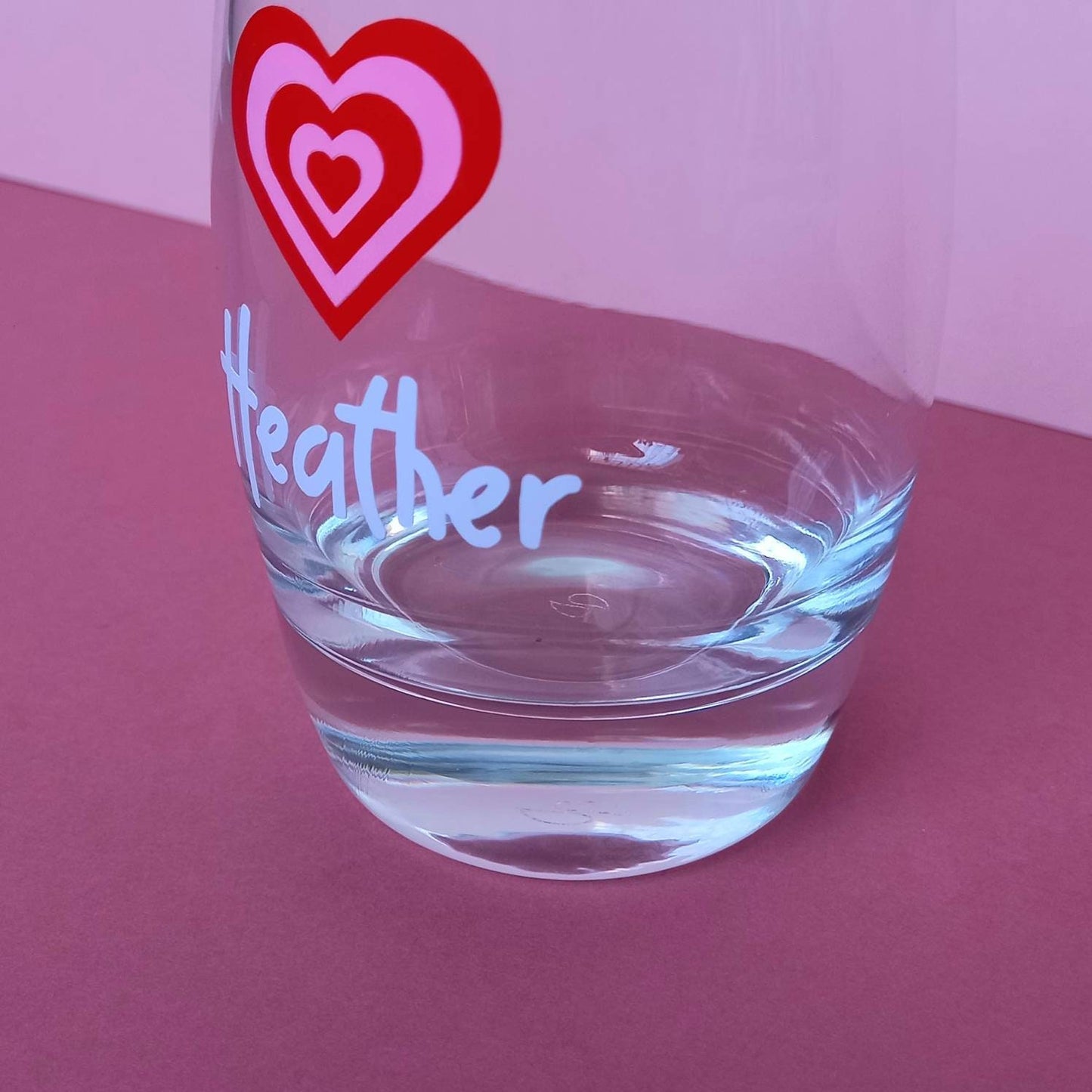 Personalised Pink Heart Tumbler - Personalised Glass,Personalised Cup,Personalised Gift,Retro Glass, Funky Glass,Gifts For Her In The UK