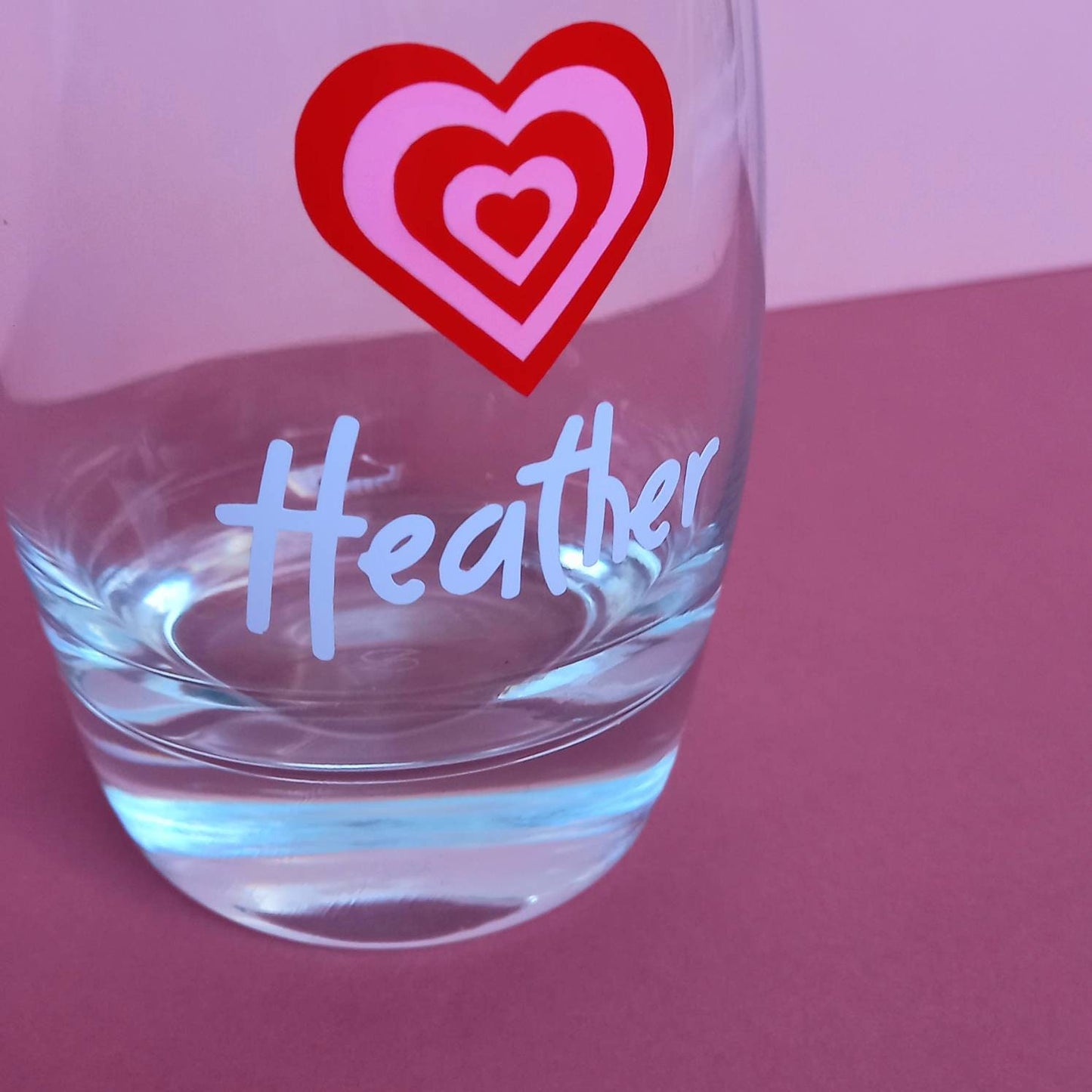 Personalised Pink Heart Tumbler - Personalised Glass,Personalised Cup,Personalised Gift,Retro Glass, Funky Glass,Gifts For Her In The UK