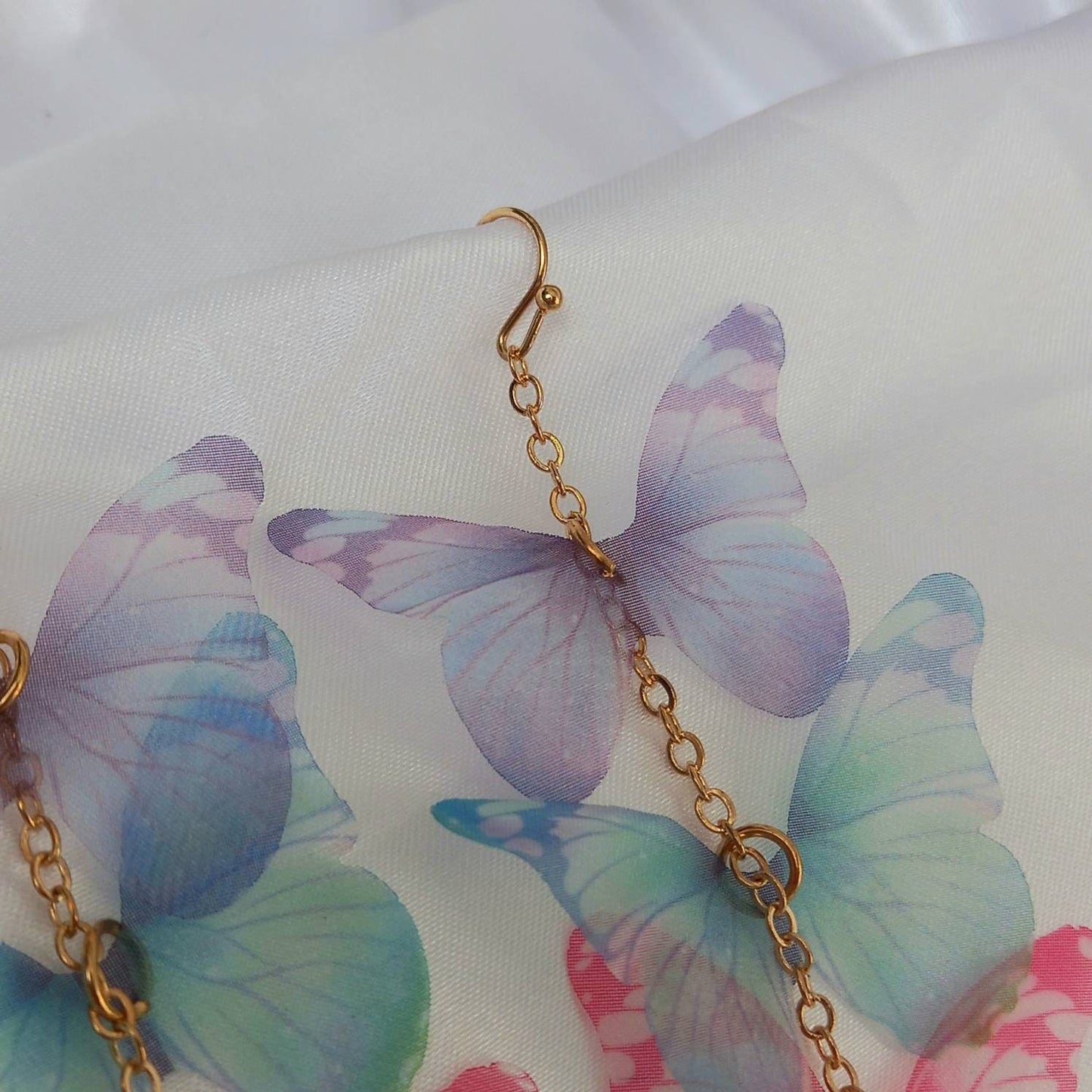 Long Butterfly Drop Earrings - Lightweight Earrings,Pink Butterfly Earrings,Gold Earrings In The UK,Gold Butterfly Jewellery In The UK