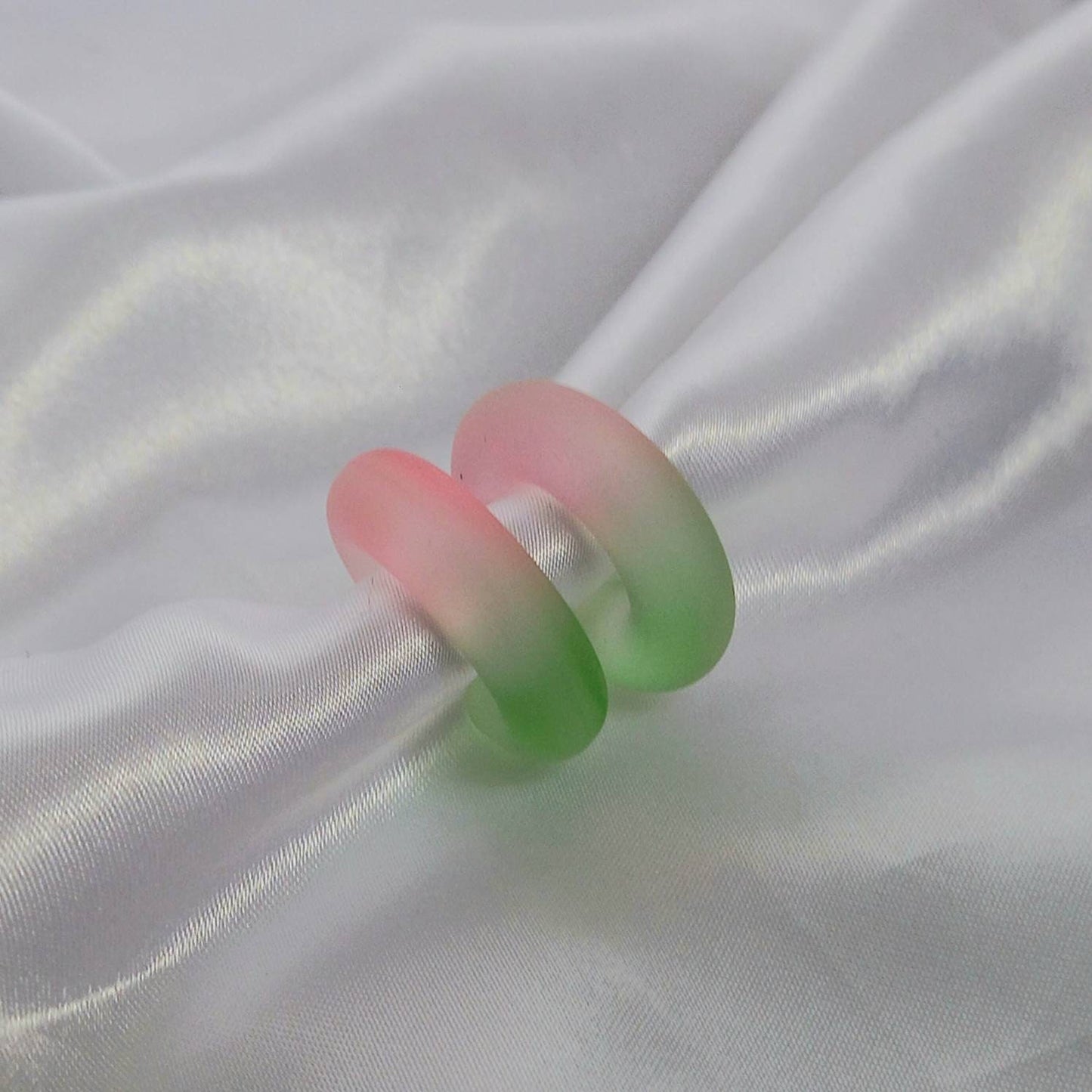 Chunky Pink & Green Resin Hoop Earrings -  Ombre Earrings, Chunky Hoop Earrings, Pink Earrings, Two Tone Resin Earrings, Earrings In The UK