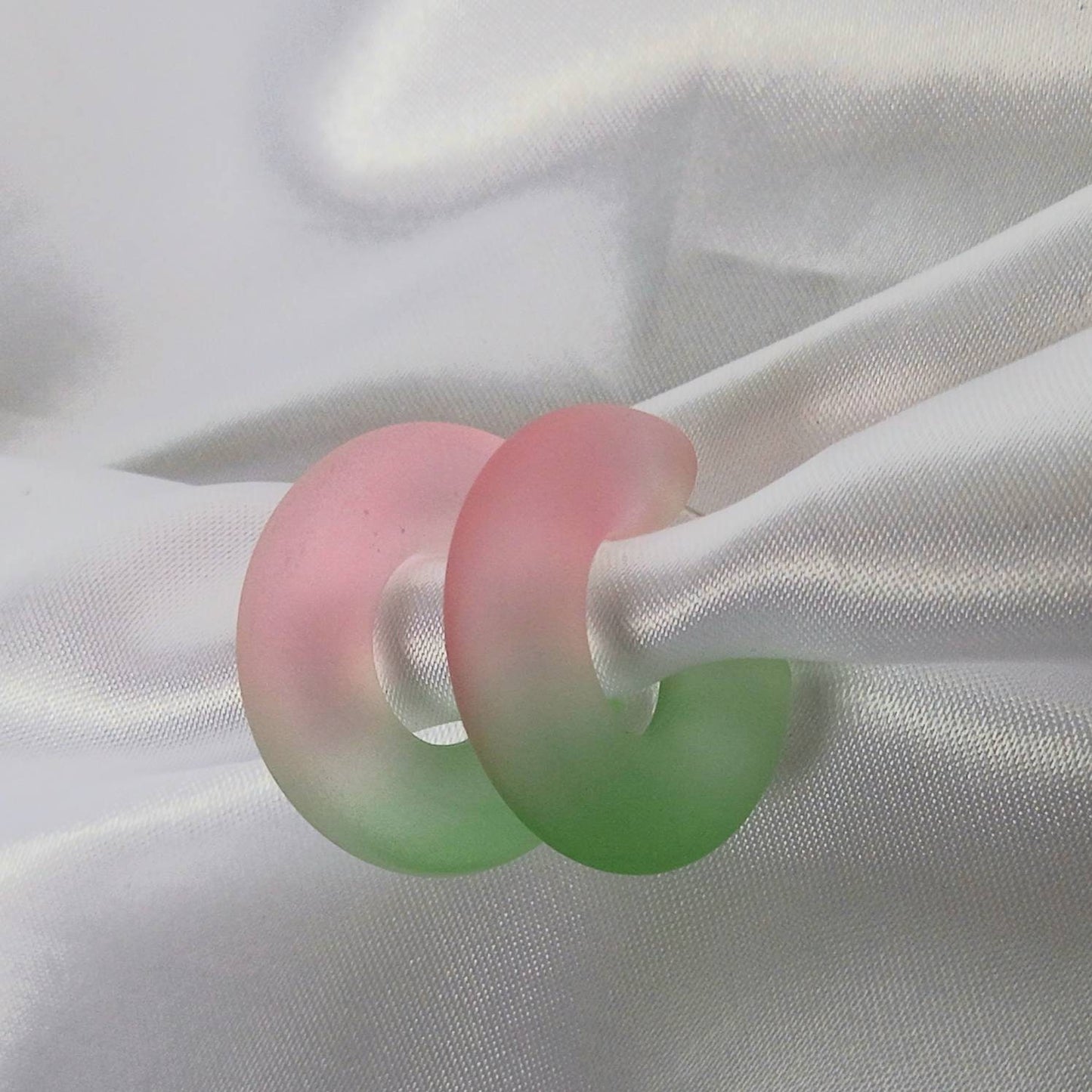 Chunky Pink & Green Resin Hoop Earrings -  Ombre Earrings, Chunky Hoop Earrings, Pink Earrings, Two Tone Resin Earrings, Earrings In The UK
