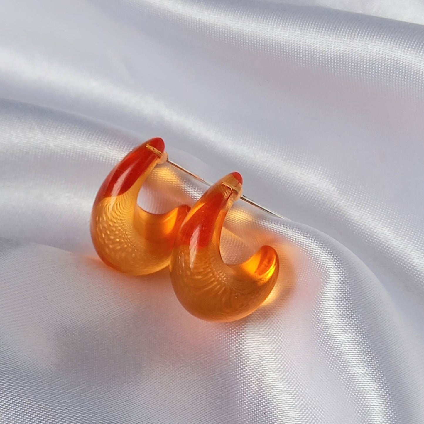 Chunky Orange Hoop Earrings - Chunky Hoop Earrings,Thick Resin Earrings,Orange Earrings In The UK,Orange Jewellery In The UK,Orange Hoops