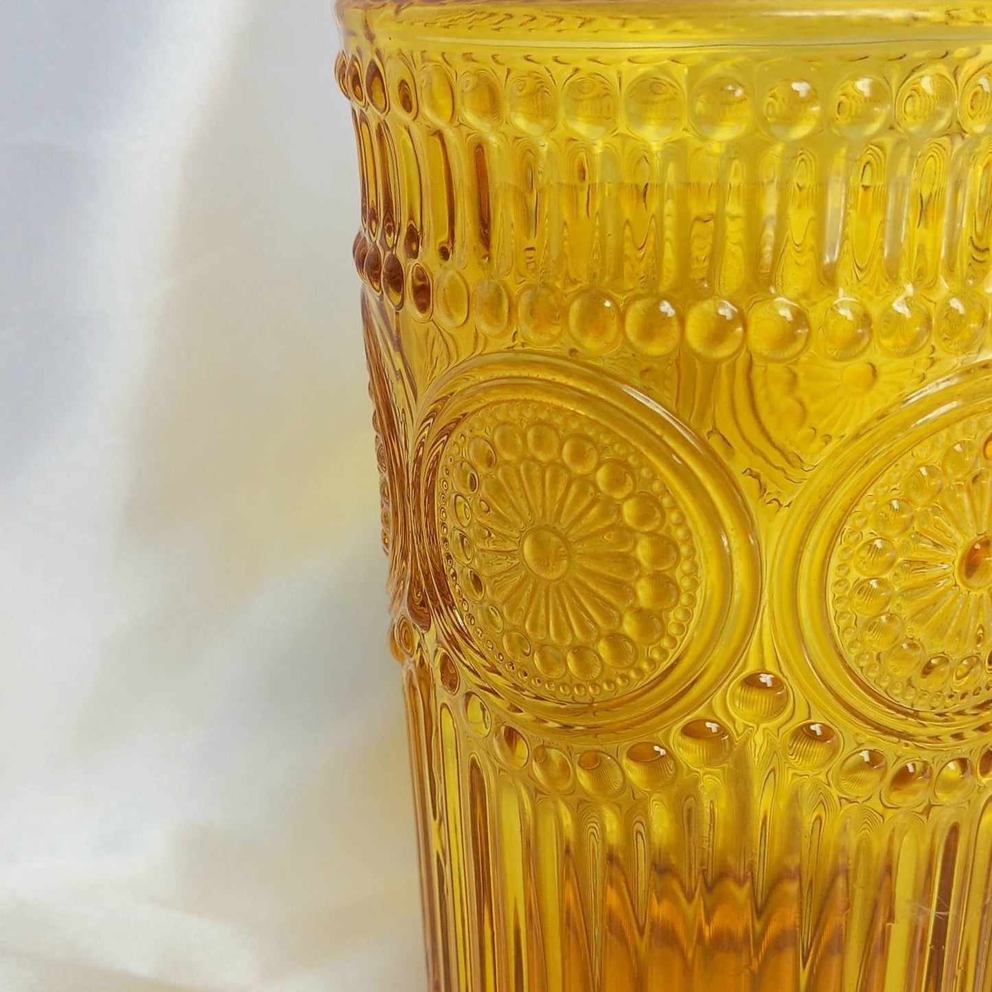 Tall Yellow Patterned Glass Tumbler - Yellow Summer Glasses,Yellow Patterned Glasses,Summer Glassware,Gifts For Her,Colourful Glassware