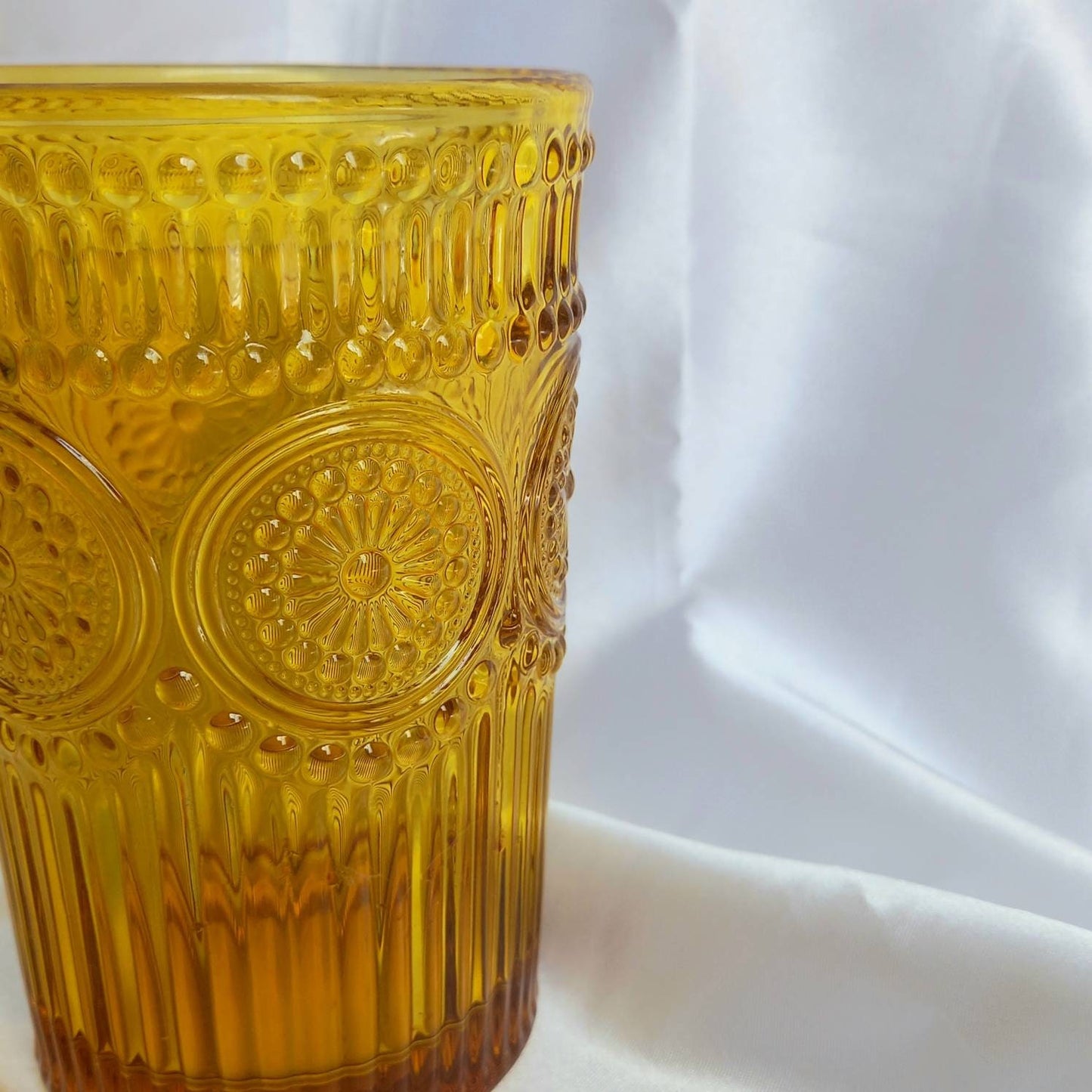 Tall Yellow Patterned Glass Tumbler - Yellow Summer Glasses,Yellow Patterned Glasses,Summer Glassware,Gifts For Her,Colourful Glassware