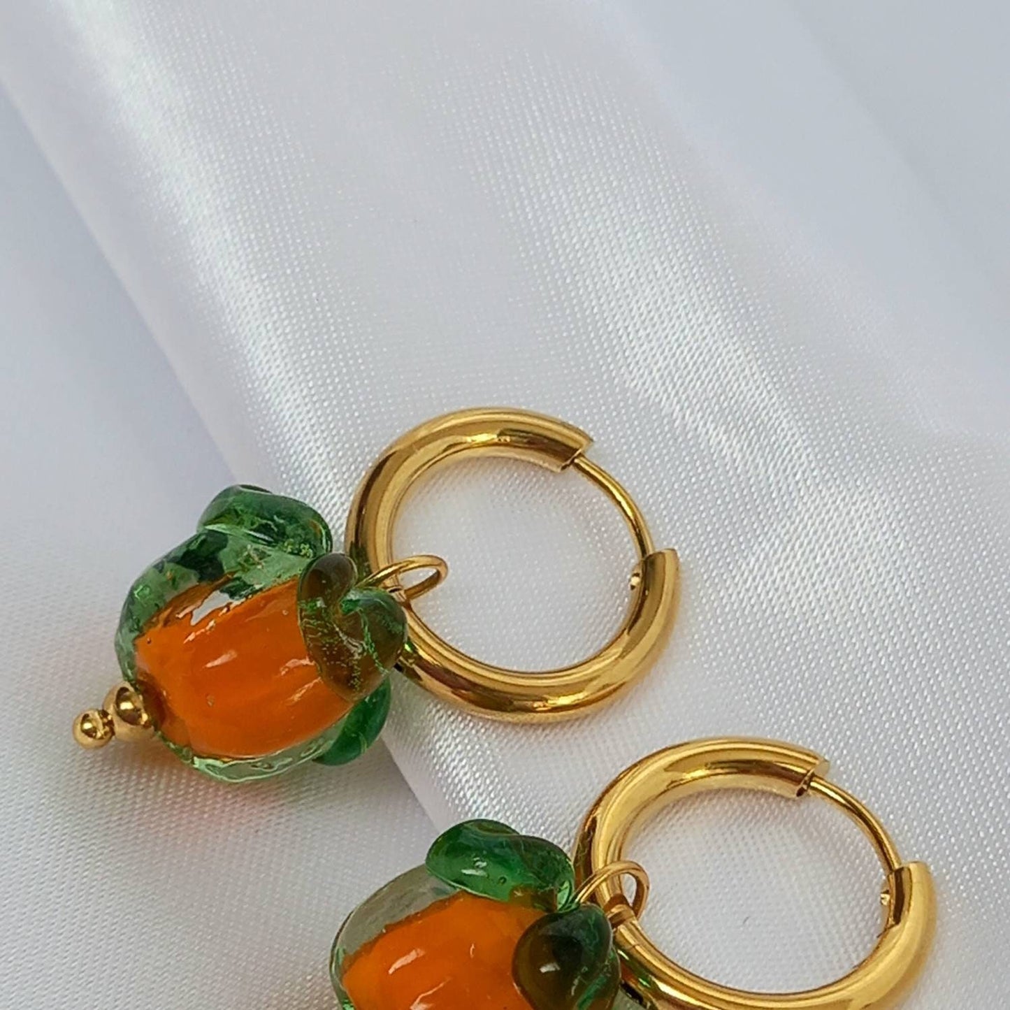 Pumpkin Bead Drop Earrings - Orange Bead Earrings,Orange Bead Jewellery,Beaded Earrings In The UK,Halloween Jewellery Earrings,Pumpkins