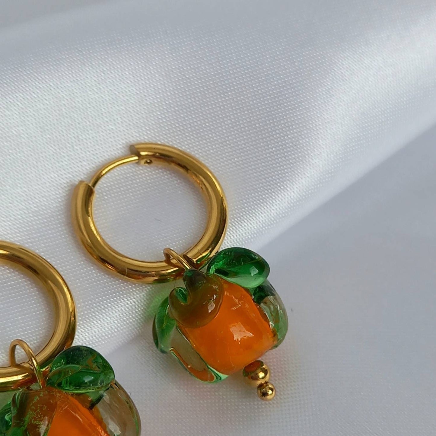 Pumpkin Bead Drop Earrings - Orange Bead Earrings,Orange Bead Jewellery,Beaded Earrings In The UK,Halloween Jewellery Earrings,Pumpkins