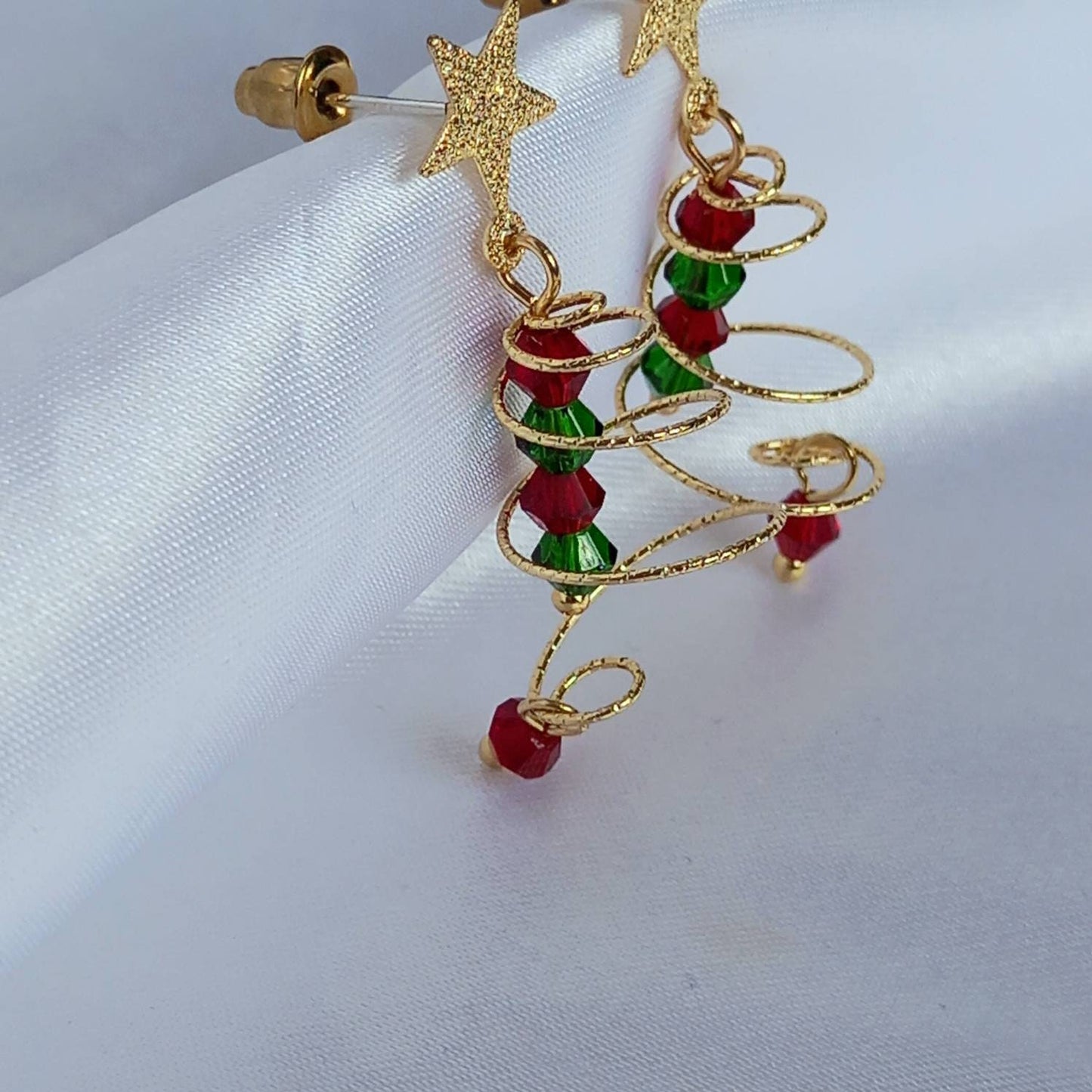 Gold Christmas Tree Drop Earrings - Gold Earrings In The UK,Christmas Earrings,Gold Jewellery In The UK,Christmas Jewellery,Christmas Tree