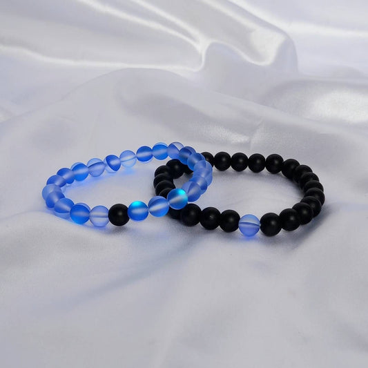 2 Matching Friendship Bead Bracelets - Beaded Jewellery In The UK,Friendship Jewellery,Bead Bracelets,Beaded Bracelet,Black & Blue Jewellery