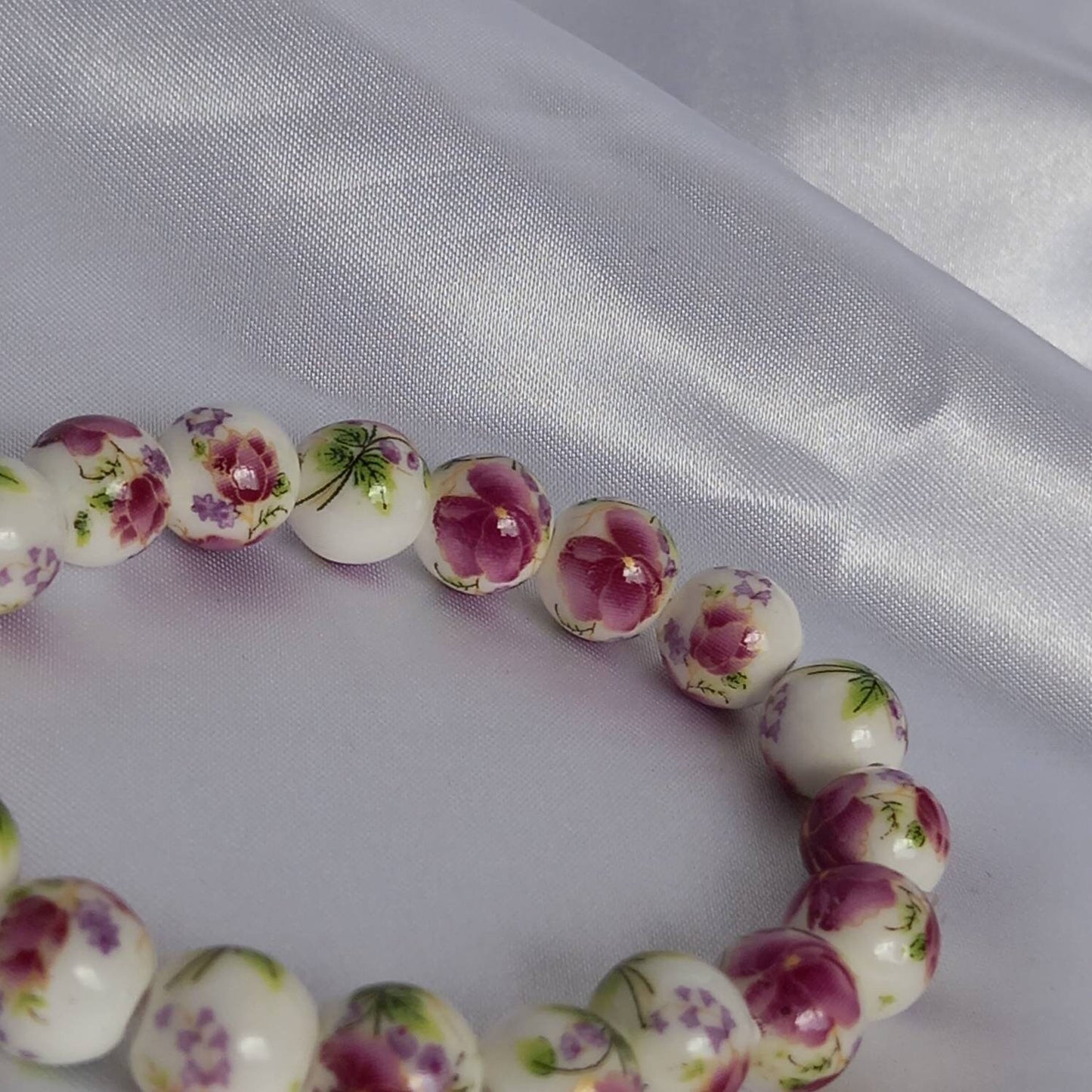 Pink Flower Bead Bracelets - Bead Jewellery In The UK,Bead Bracelets In The UK,Flower Bracelet,Pink Bracelet,Pink Flower Beaded Bracelets