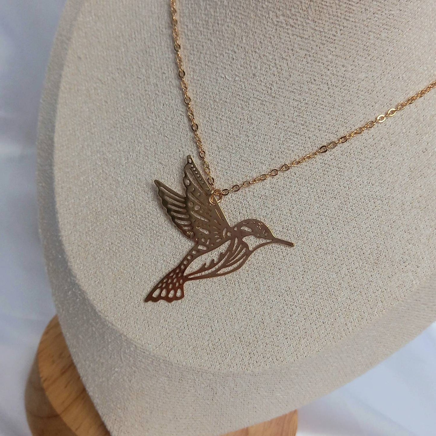 Gold Bird Necklace - Large Gold Necklaces In The UK,Fine Gold Jewellery In The UK,Bird Jewellery,Delicate Necklace,Lighweight Jewellery