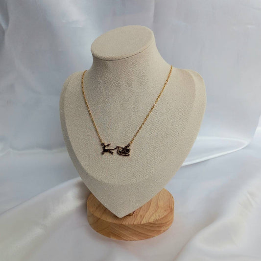 Gold Christmas Necklace - Gold Necklaces In The UK,Christmas Necklaces,Christmas Jewellery In The UK,Christmas Gifts,Reindeer Necklace