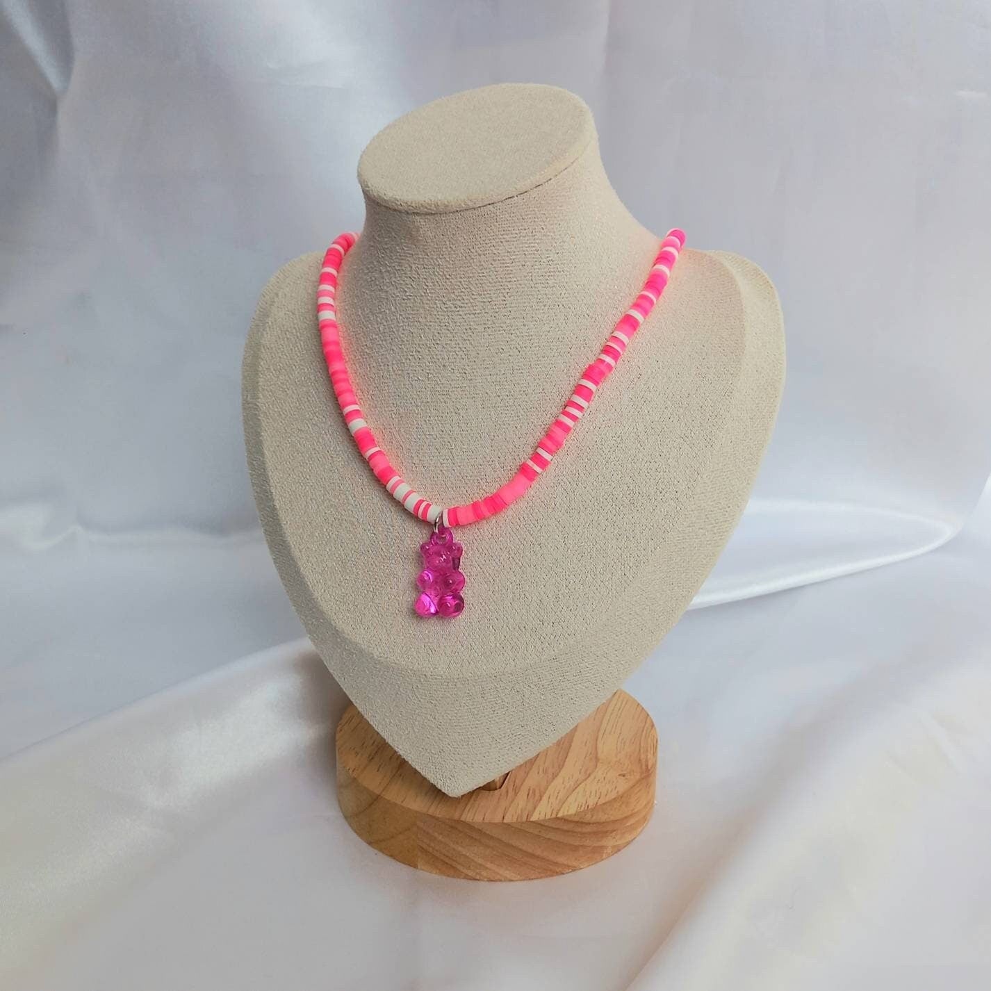 Pink Gummy Bear Bead Necklace -Pink Necklaces In The UK,Gummy Bear Necklaces,Pink Beaded Necklaces In The UK,Pink Beaded Jewellery In The UK