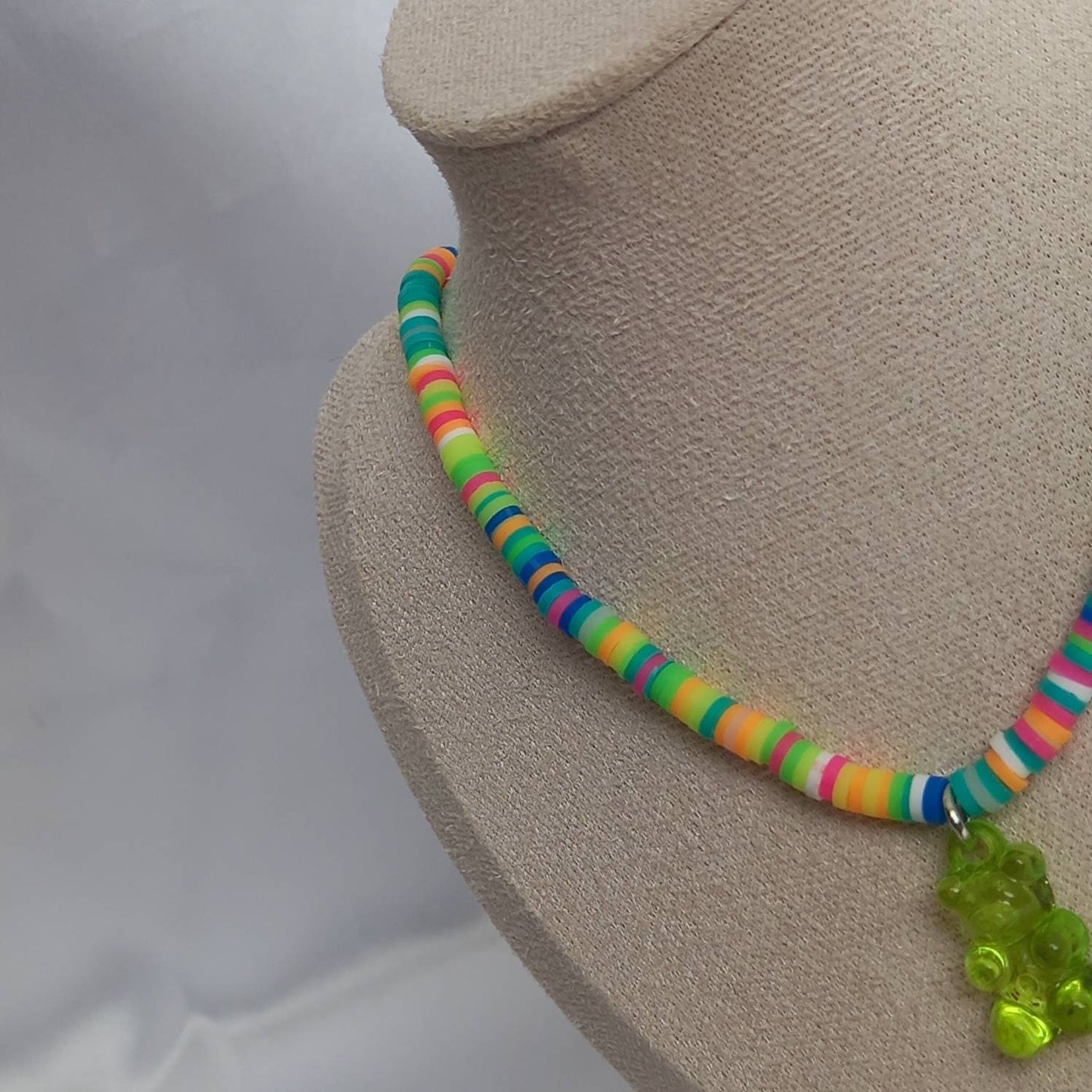 Green Gummy Bear Bead Necklace - Necklaces In The UK,Gummy Bear Necklaces,Green Beaded Necklaces In The UK,Green Beaded Jewellery In The UK