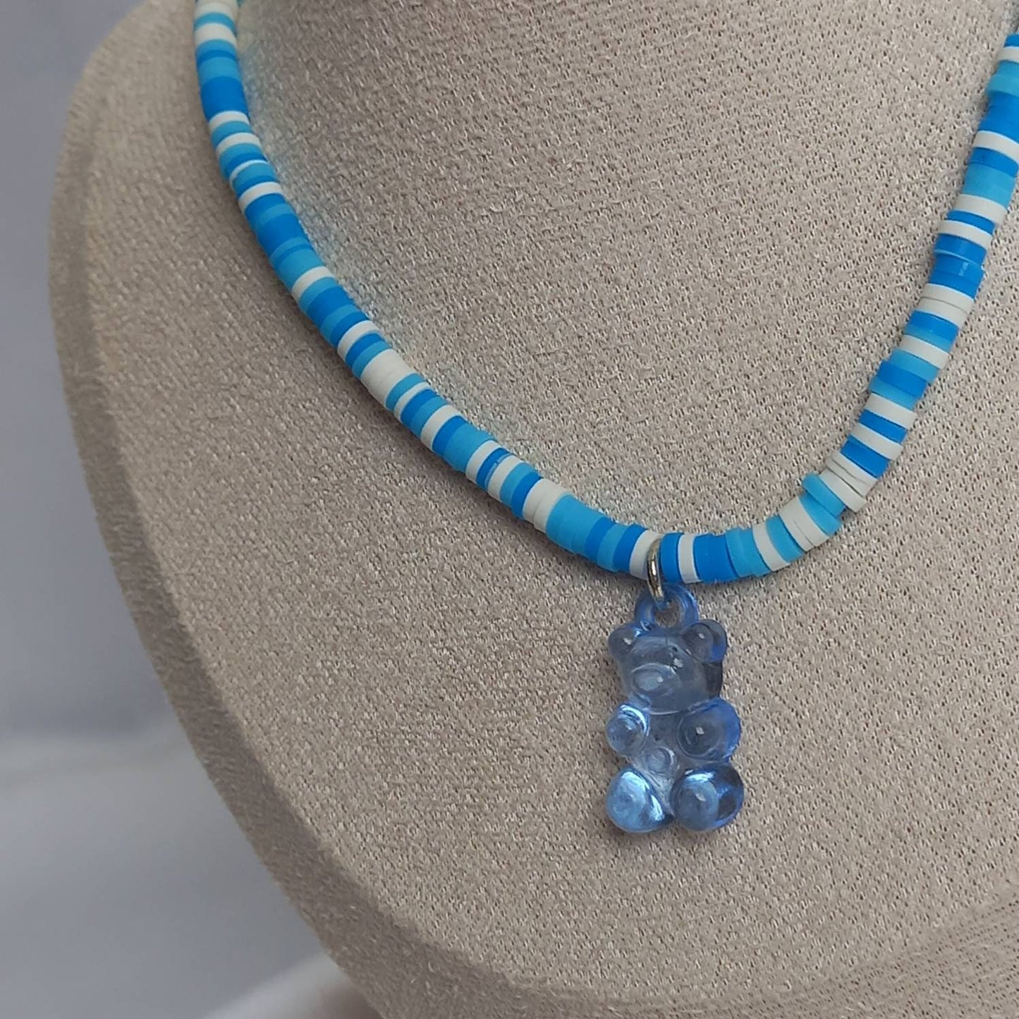 Blue Gummy Bear Bead Necklace -Blue Necklaces In The UK,Gummy Bear Necklaces,Blue Beaded Necklaces In The UK,Blue Beaded Jewellery In The UK