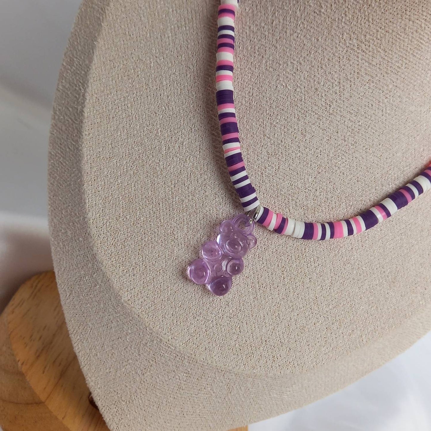 Purple Gummy Bear Bead Necklace - Purple Necklaces In The UK,Gummy Bear Necklaces,Beaded Necklaces In The UK,Pink Beaded Jewellery In The UK