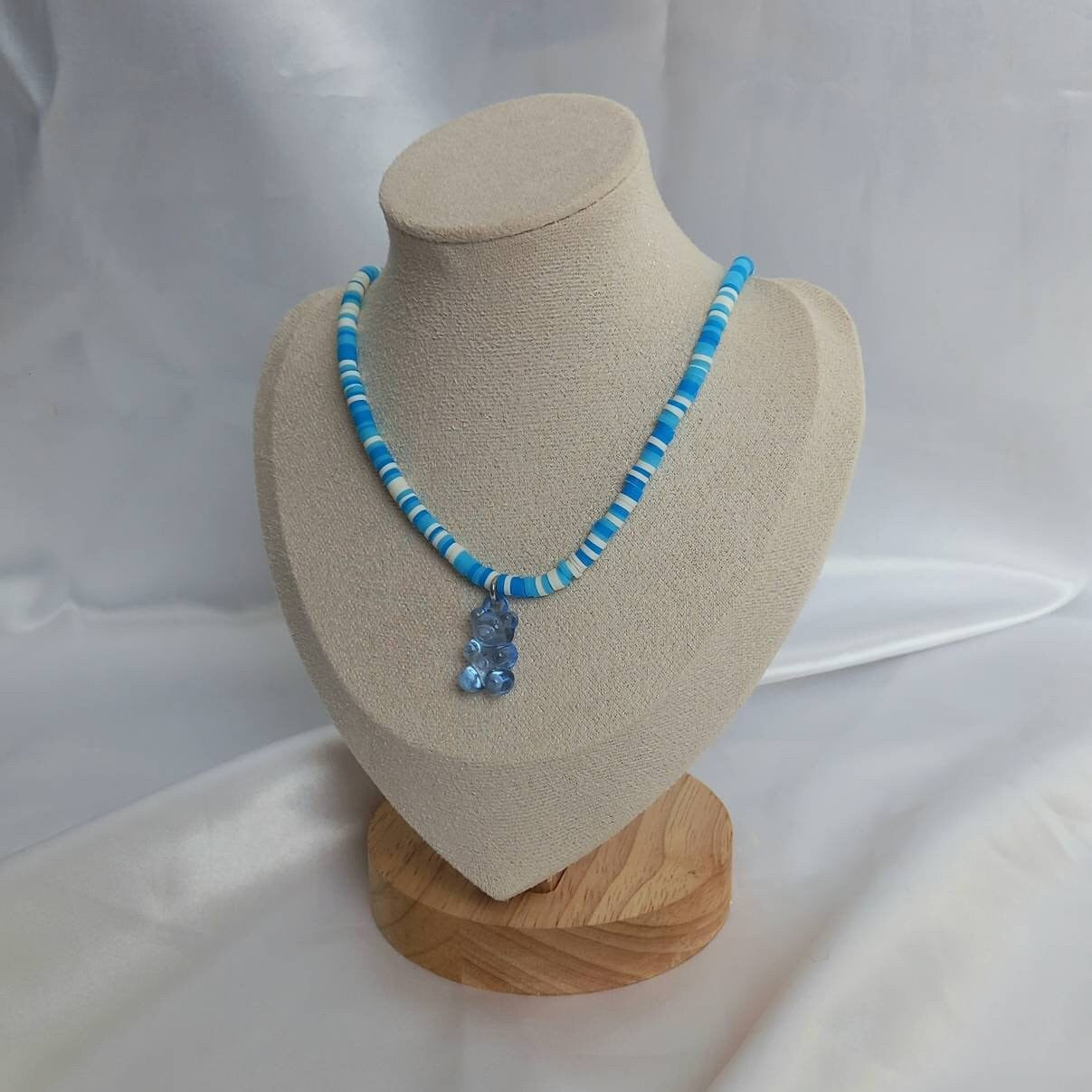 Blue Gummy Bear Bead Necklace -Blue Necklaces In The UK,Gummy Bear Necklaces,Blue Beaded Necklaces In The UK,Blue Beaded Jewellery In The UK