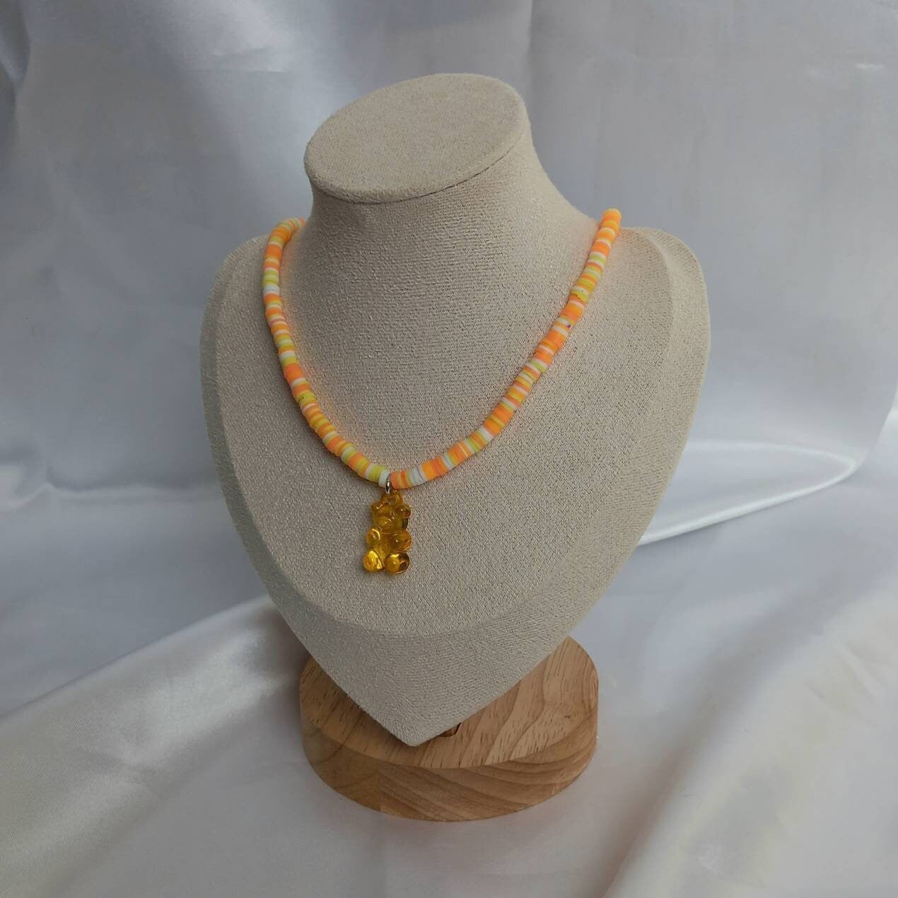 Orange Gummy Bear Bead Necklace - Orange Necklaces In The UK,Gummy Bear Necklaces,Beaded Necklaces In The UK,Beaded Jewellery In The UK