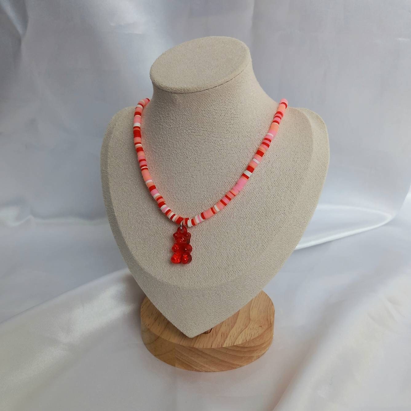 Red Gummy Bear Bead Necklace - Red Necklaces In The UK,Gummy Bear Necklaces,Pink Beaded Necklaces In The UK,Pink Beaded Jewellery In The UK