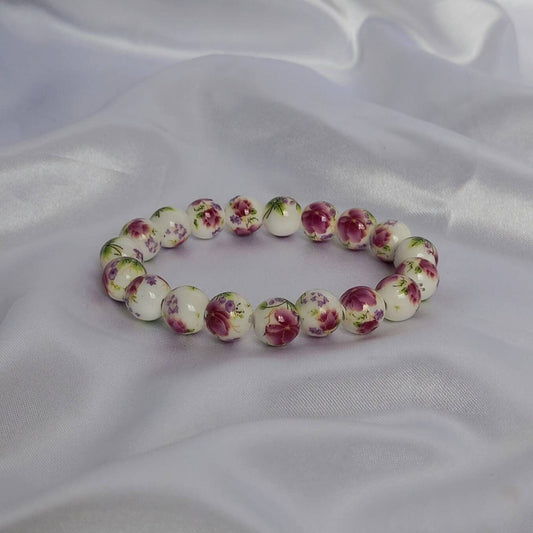 Pink Flower Bead Bracelets - Bead Jewellery In The UK,Bead Bracelets In The UK,Flower Bracelet,Pink Bracelet,Pink Flower Beaded Bracelets