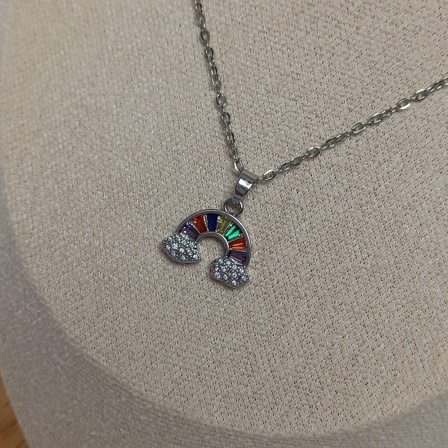 Silver Rainbow Charm Necklace - Rainbow Necklace,Rainbow Jewellery,Colourful Necklace,Silver Necklaces In The UK,Silver Jewellery In The UK