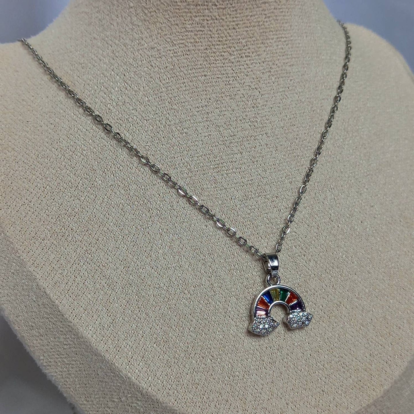 Silver Rainbow Charm Necklace - Rainbow Necklace,Rainbow Jewellery,Colourful Necklace,Silver Necklaces In The UK,Silver Jewellery In The UK