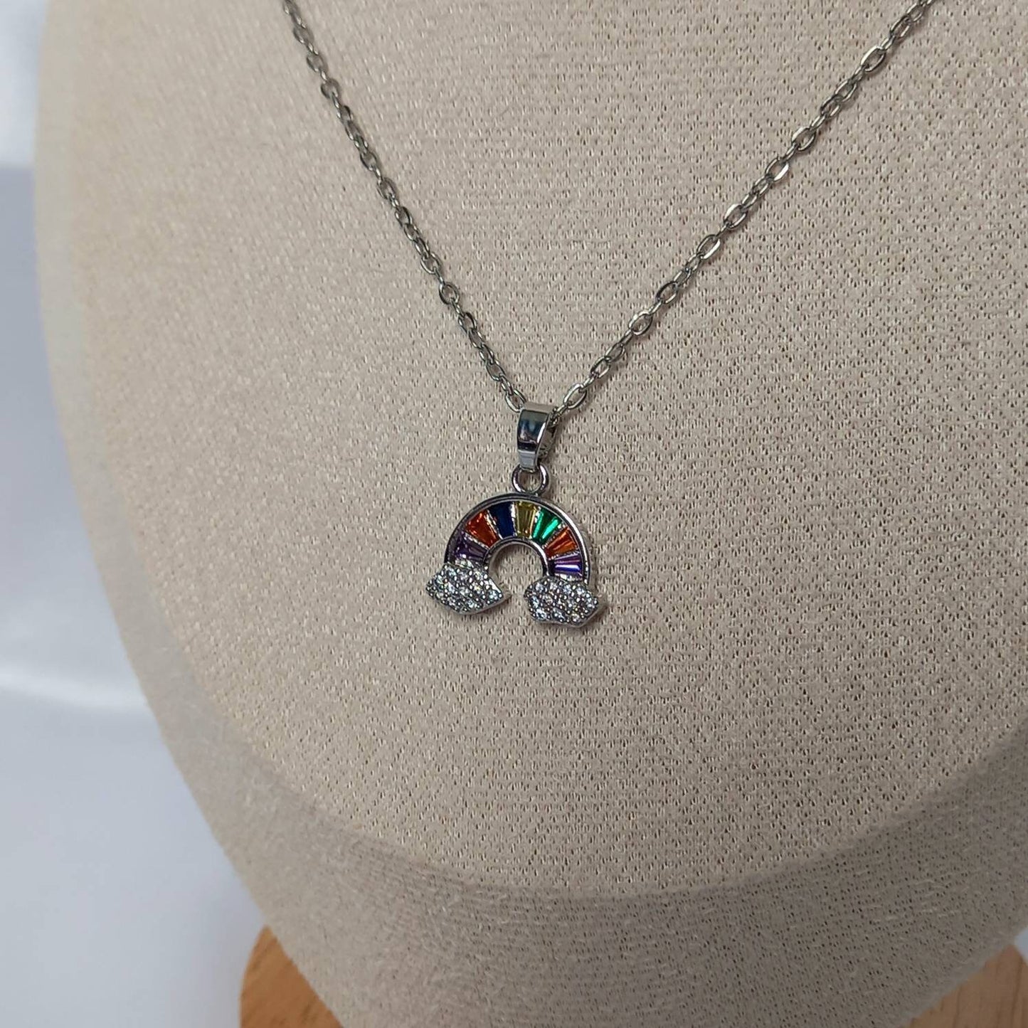 Silver Rainbow Charm Necklace - Rainbow Necklace,Rainbow Jewellery,Colourful Necklace,Silver Necklaces In The UK,Silver Jewellery In The UK