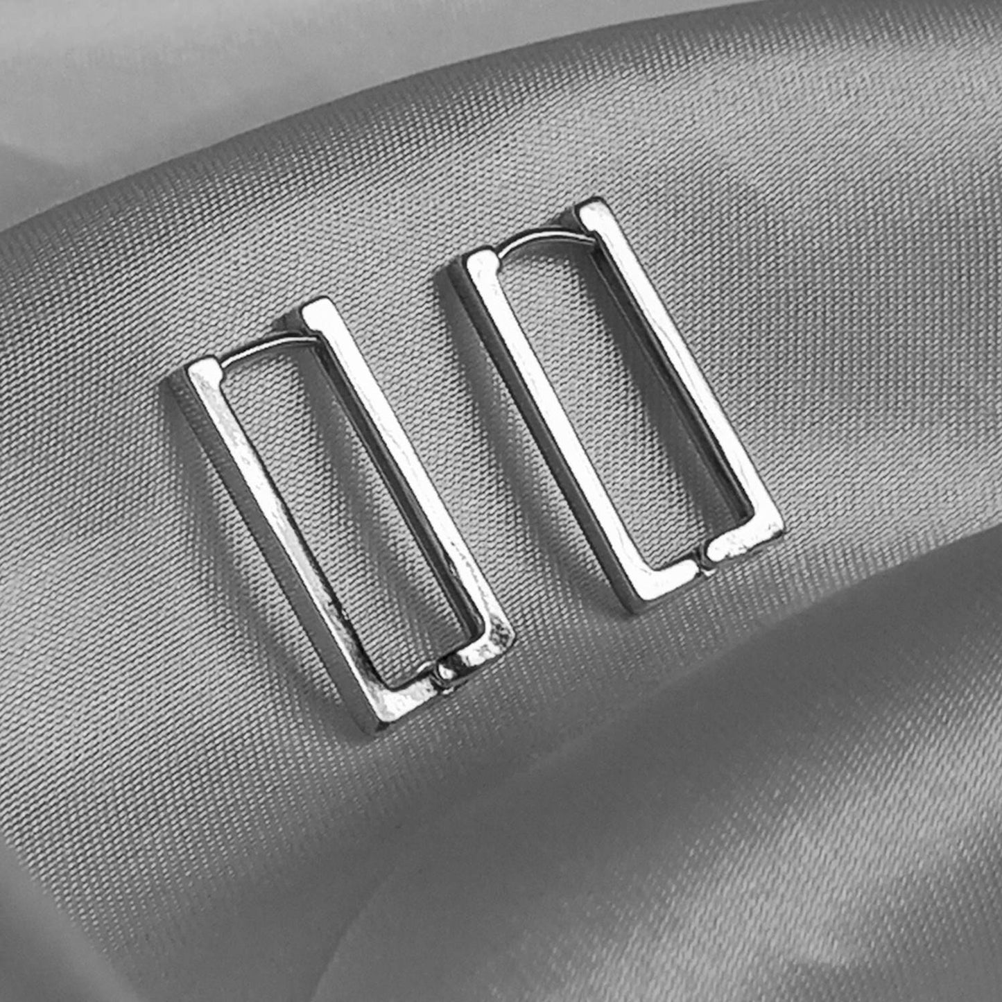 Silver Hoop Earrings - Rectangle Earrings,Silver Earrings In The UK,Silver Jewellery In The UK,Silver Hoops,Silver Minimalist Earrings
