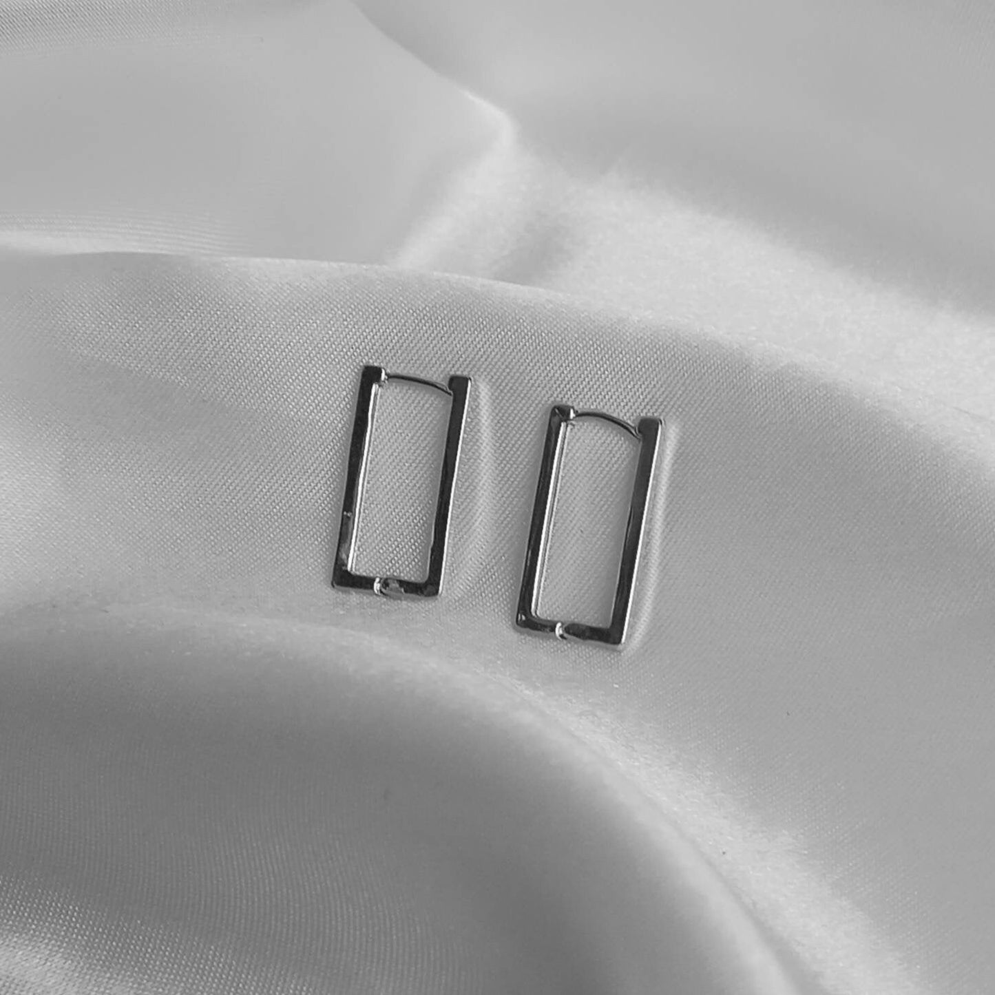 Silver Hoop Earrings - Rectangle Earrings,Silver Earrings In The UK,Silver Jewellery In The UK,Silver Hoops,Silver Minimalist Earrings