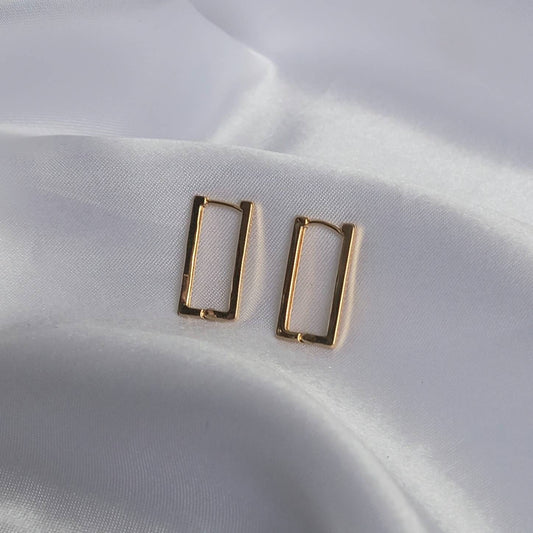 Gold Hoop Earrings - Rectangle Earrings,Gold Earrings In The UK,Gold Jewellery In The UK,Gold Hoops,Gold Minimalist Earrings,Simple Earrings