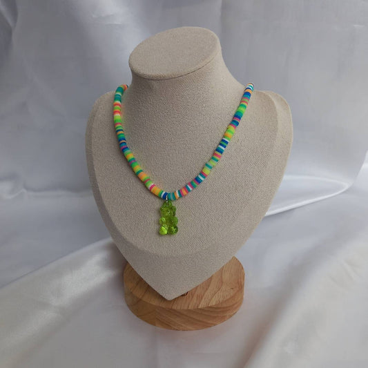 Green Gummy Bear Bead Necklace - Necklaces In The UK,Gummy Bear Necklaces,Green Beaded Necklaces In The UK,Green Beaded Jewellery In The UK