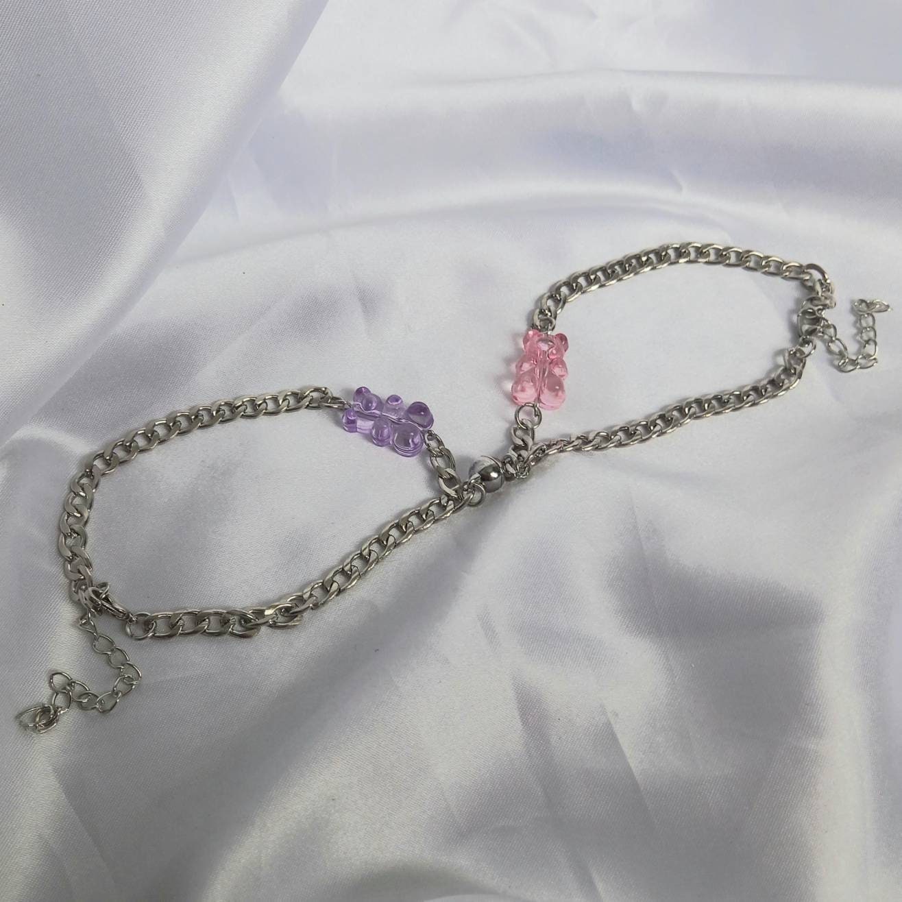 2 Piece Magnetic Gummy Bear Friendship Bracelet Set - Bestie Bracelet,Matching Bracelet,Best Friends Bracelet,Novelty Bracelet Set,Gift Set