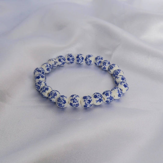 Blue Flower Bead Bracelets - Bead Jewellery In The UK,Bead Bracelets In The UK,Flower Bracelet,Blue Bracelet,Blue Flower Beaded Bracelets